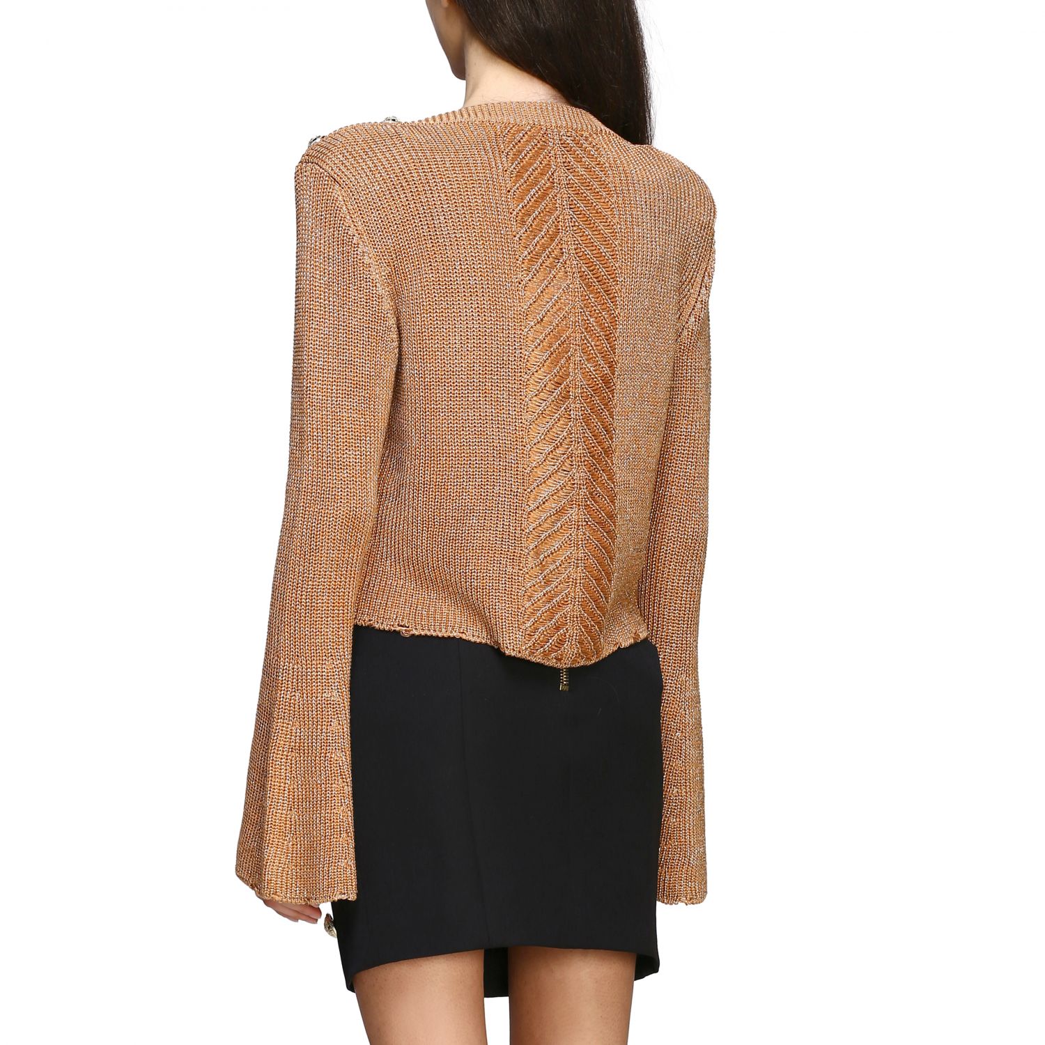 Balmain Outlet: Maglione lurex con bottoni gioiello - Bruciato | Maglia  Balmain TF13352K052 GIGLIO.COM