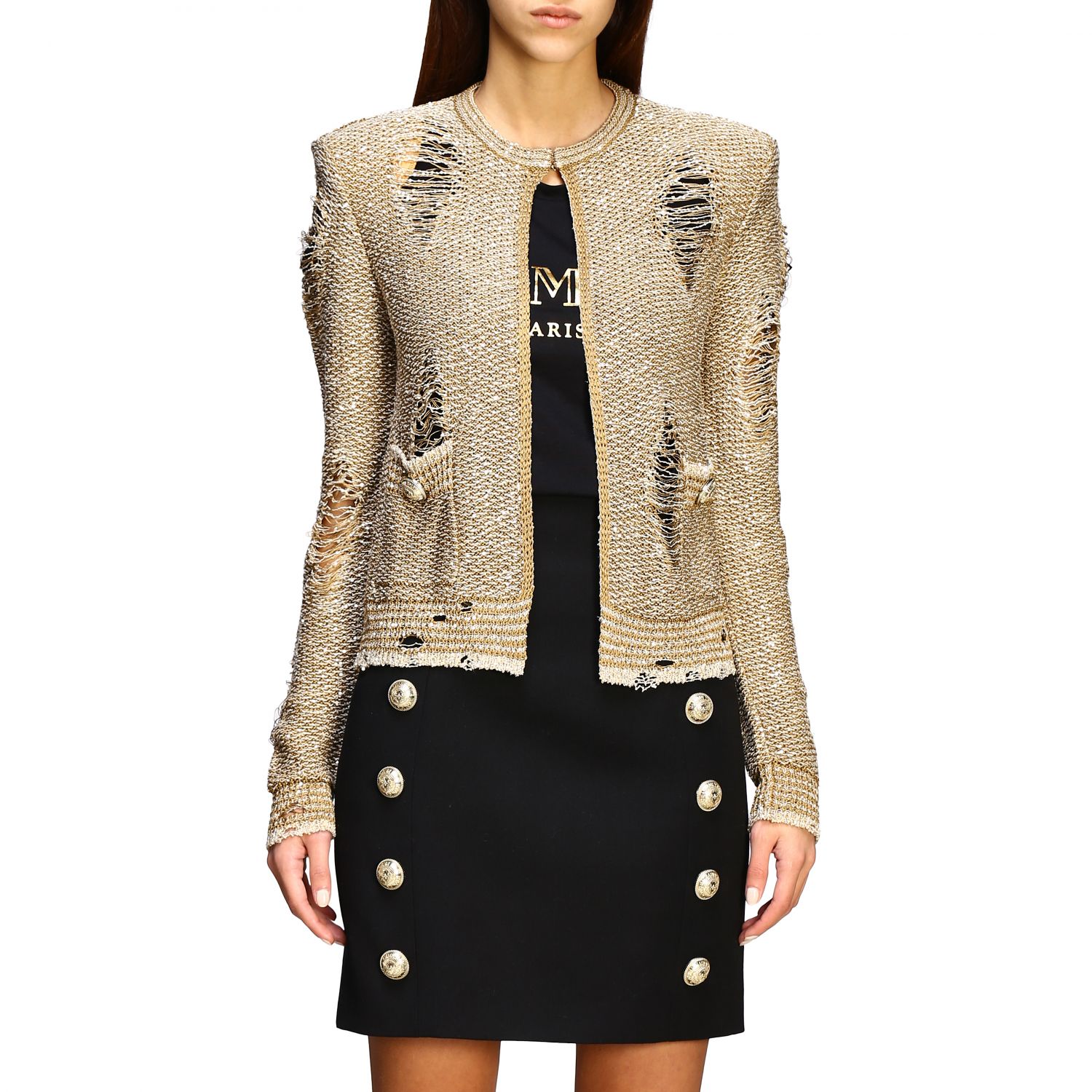 Balmain Outlet: lurex cardigan with 