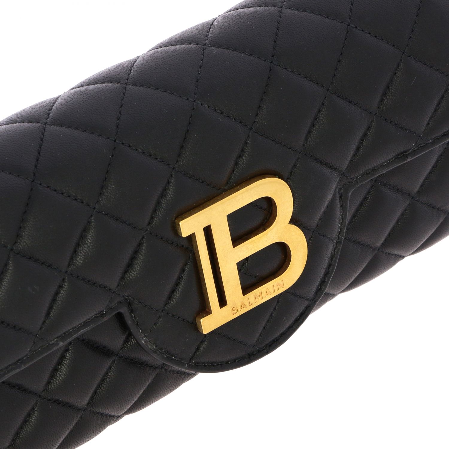 Balmain Outlet shoulder bag in quilted leather with metallic B
