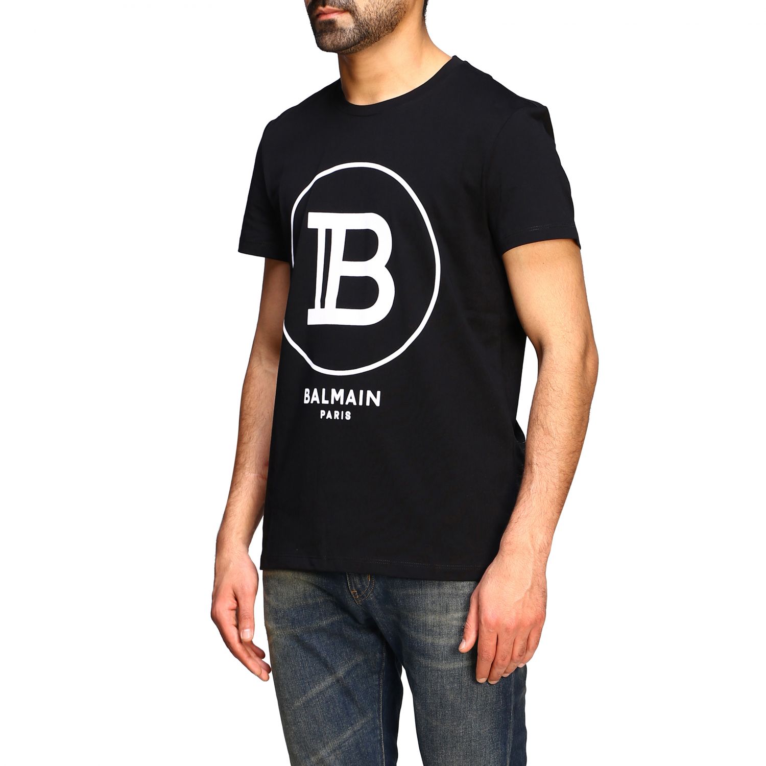 Balmain short-sleeved T-shirt with logo | T-Shirt Balmain Men Black | T ...