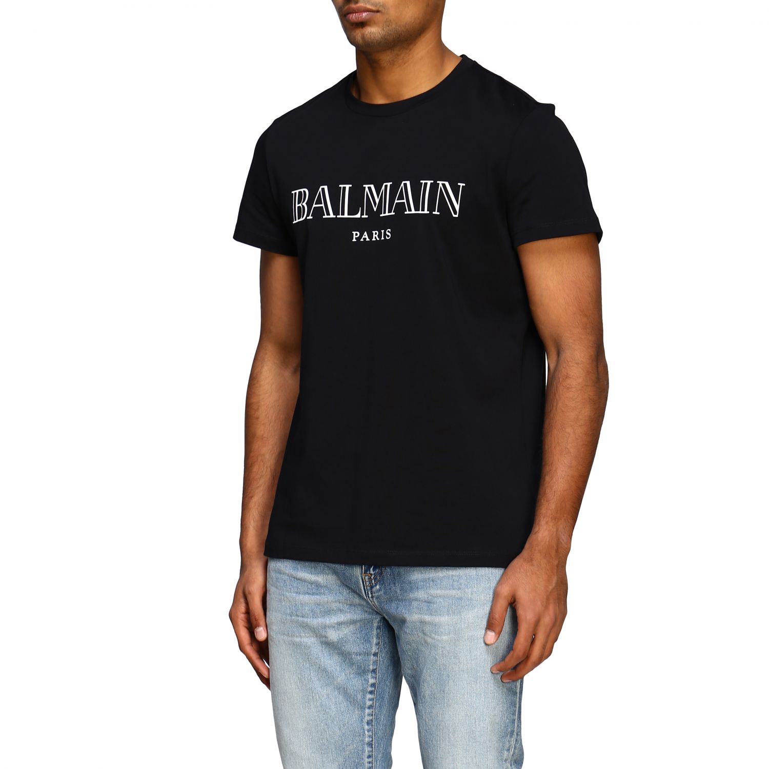 BALMAIN: t-shirt for men - Black | Balmain t-shirt TH11601I312 online ...