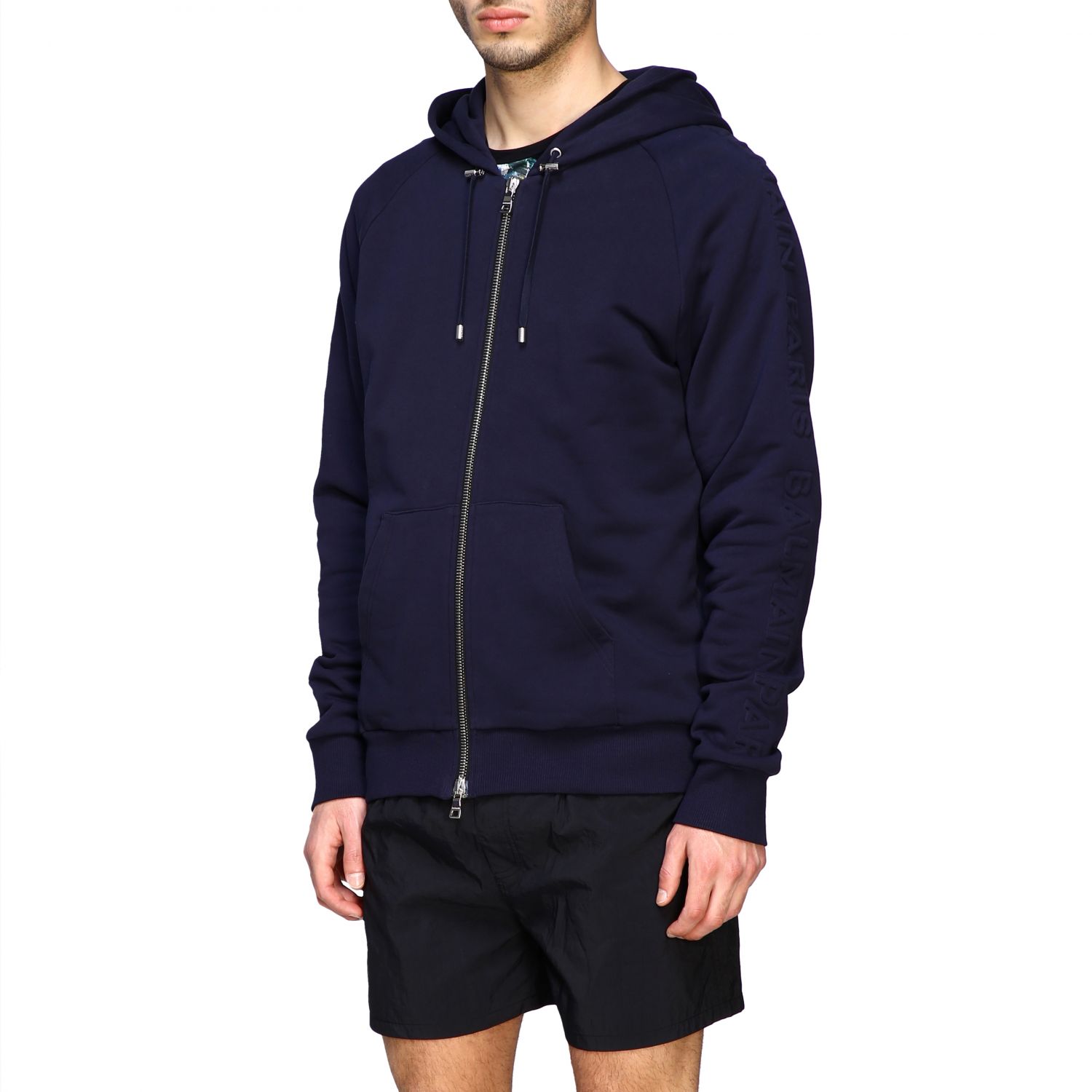 BALMAIN: sweatshirt for men - Blue | Balmain sweatshirt TH13122I240 ...