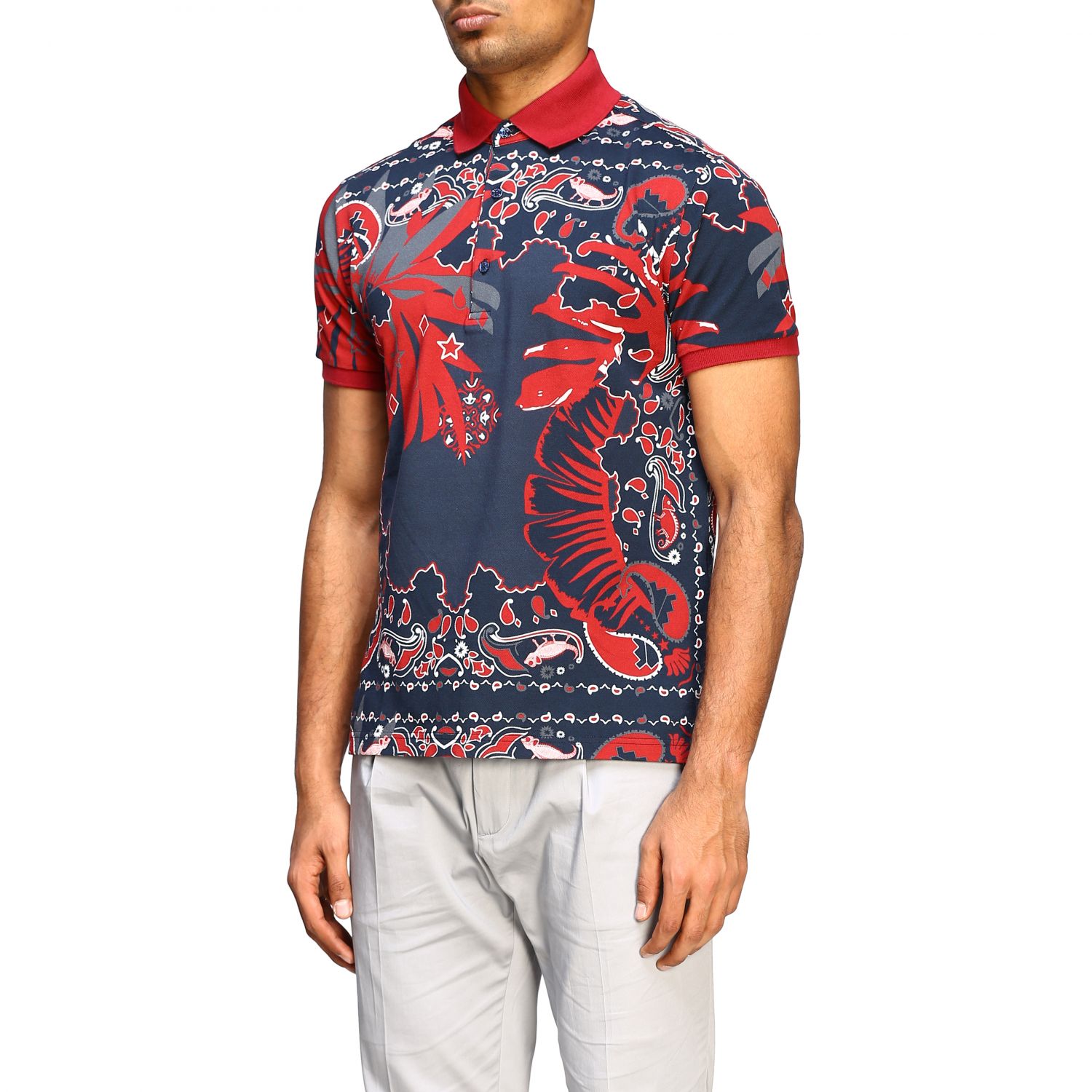 Etro Outlet: polo shirt with short sleeves and bandana pattern - Red ...