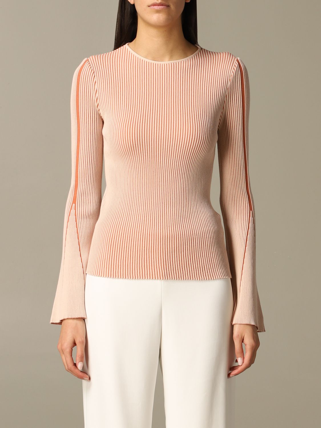 Emporio Armani Outlet: bicolor ribbed sweater - Pink | Emporio Armani ...