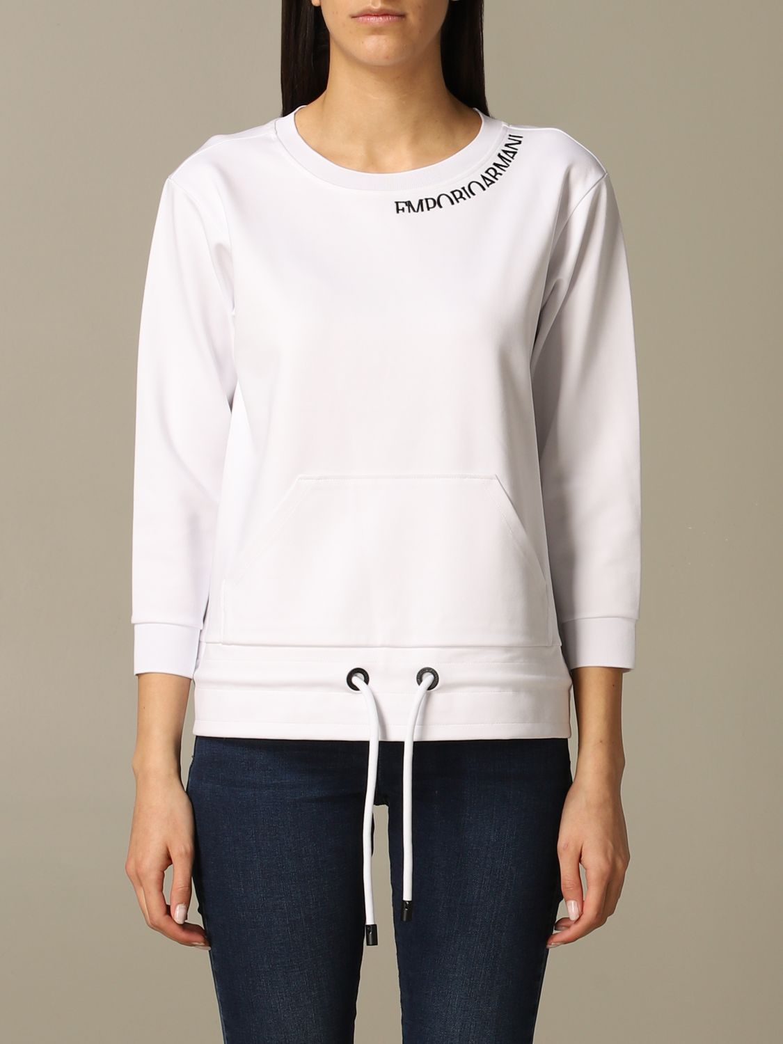 Emporio Armani Outlet: Sweater women - White | Sweatshirt Emporio ...