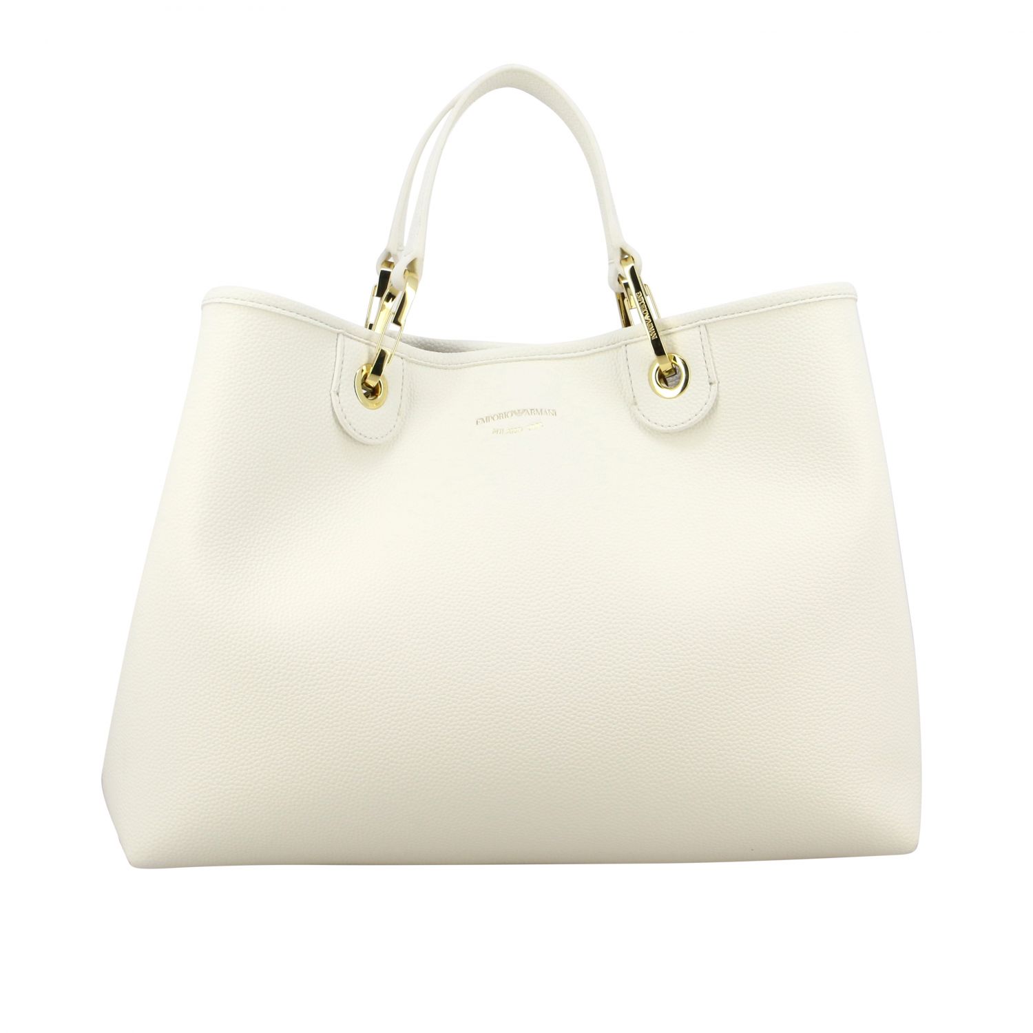 Emporio Armani Outlet: shopping bag in synthetic leather - White ...