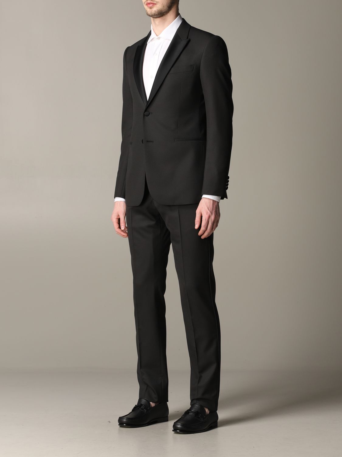 Emporio Armani Outlet: tuxedo suit in wool 270gr drop 7 - Black | Emporio Armani  suit 51VMOP 51565 online on 