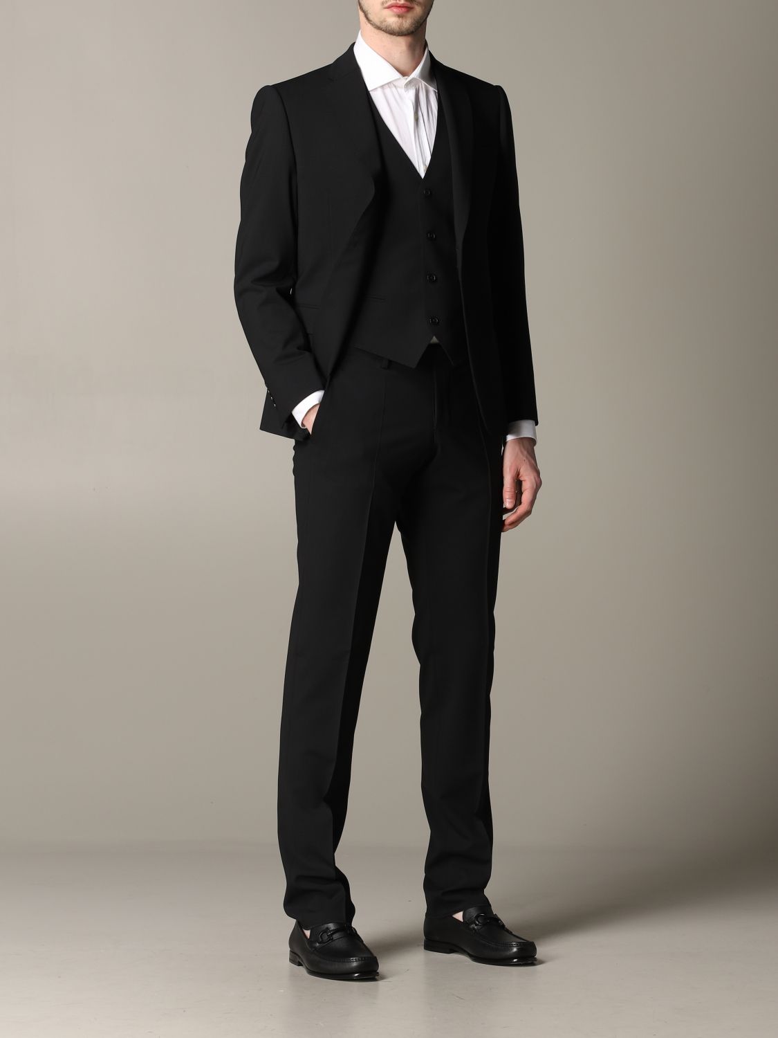 Emporio Armani Outlet: single-breasted suit with vest - Black | Suit ...