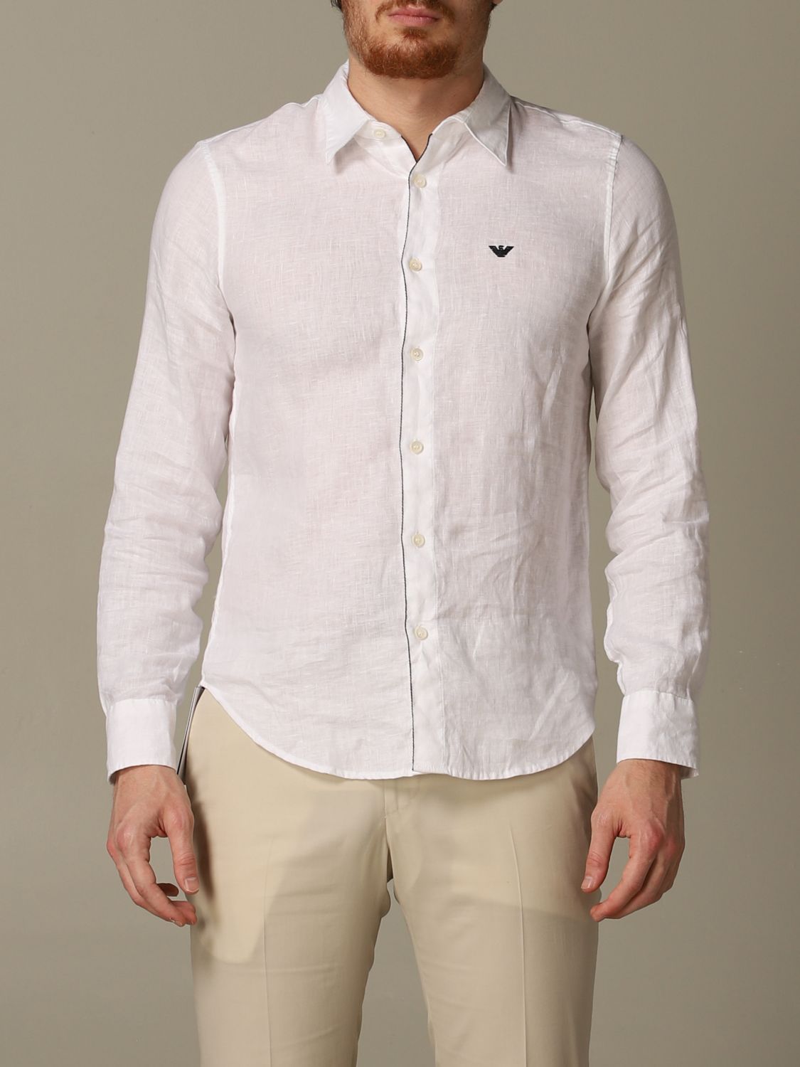 Emporio Armani Linen Shirt With Italian Collar | lupon.gov.ph