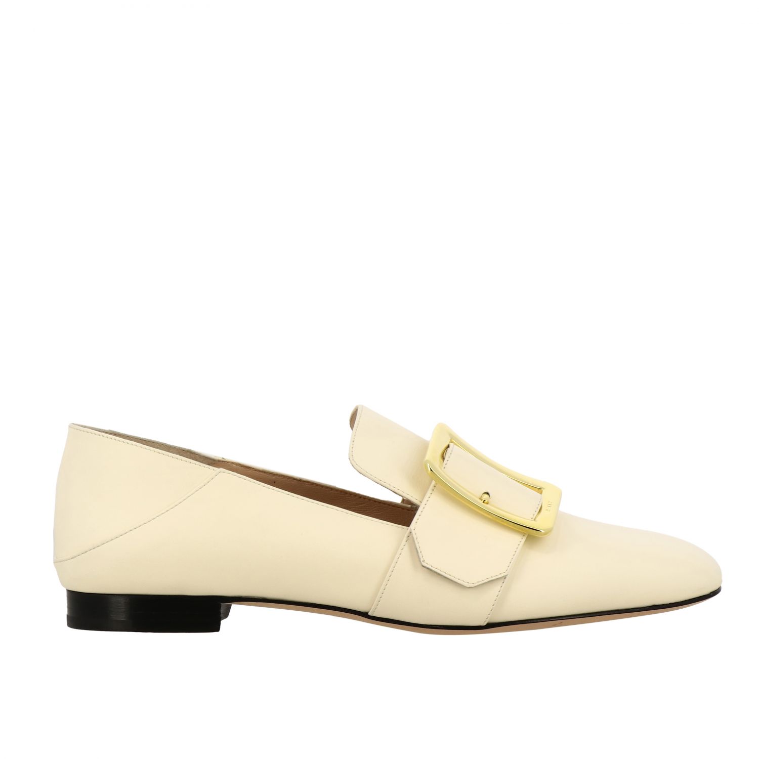 BALLY: Janelle loafer in leather with buckle - Yellow Cream | Bally ...