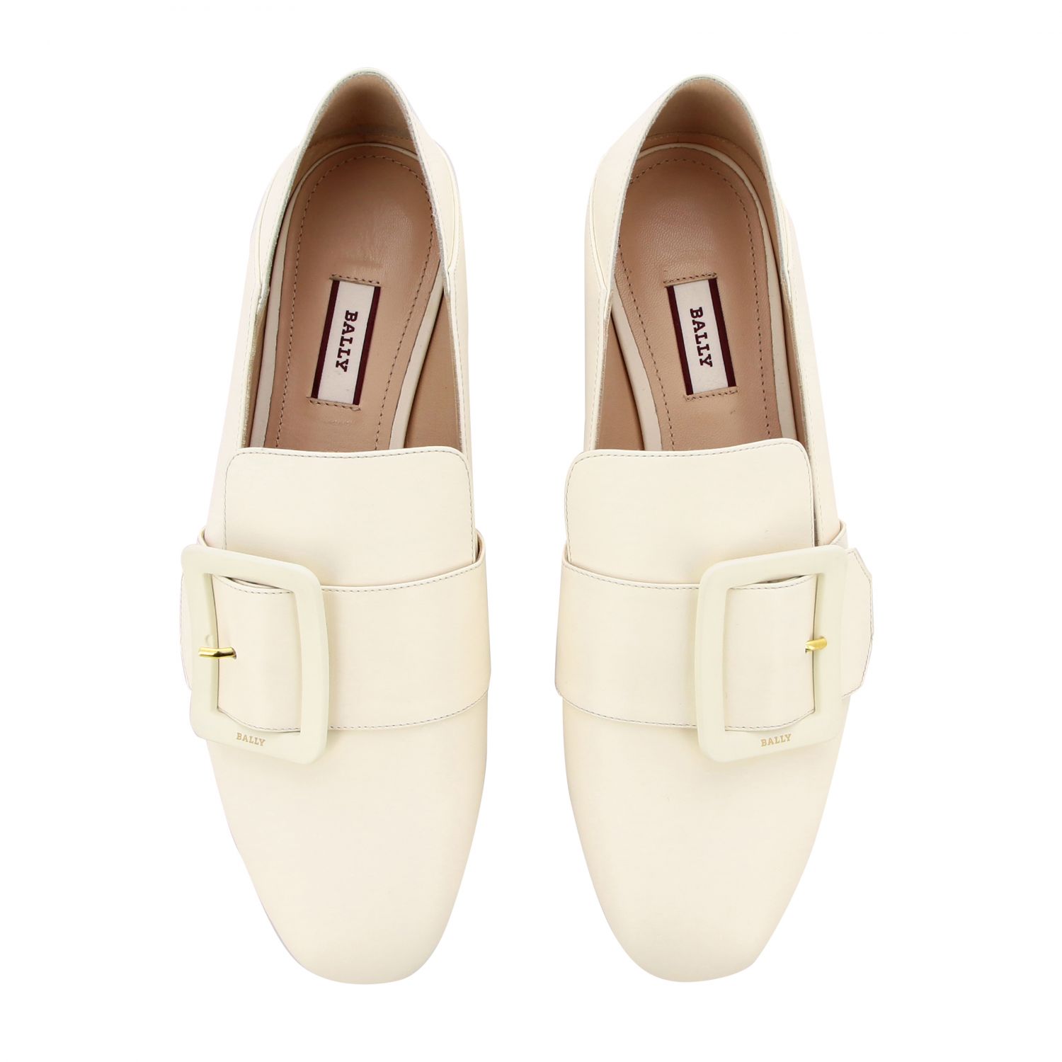 cream leather loafers