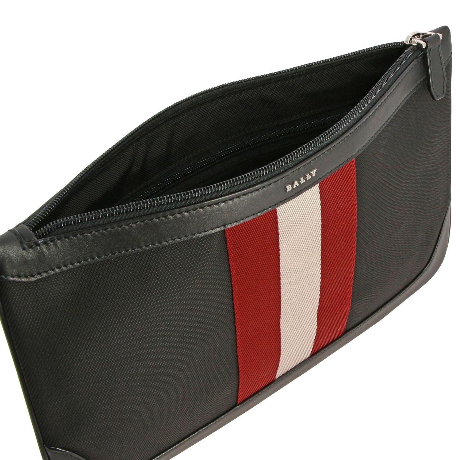 Cayard Bally clutch bag in canvas and leather with striped band ...