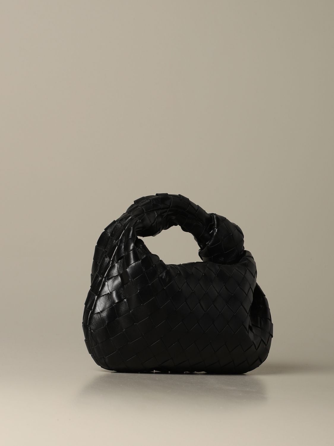 BOTTEGA VENETA: Mini Jodie hobo bag in woven calf leather - Black ...