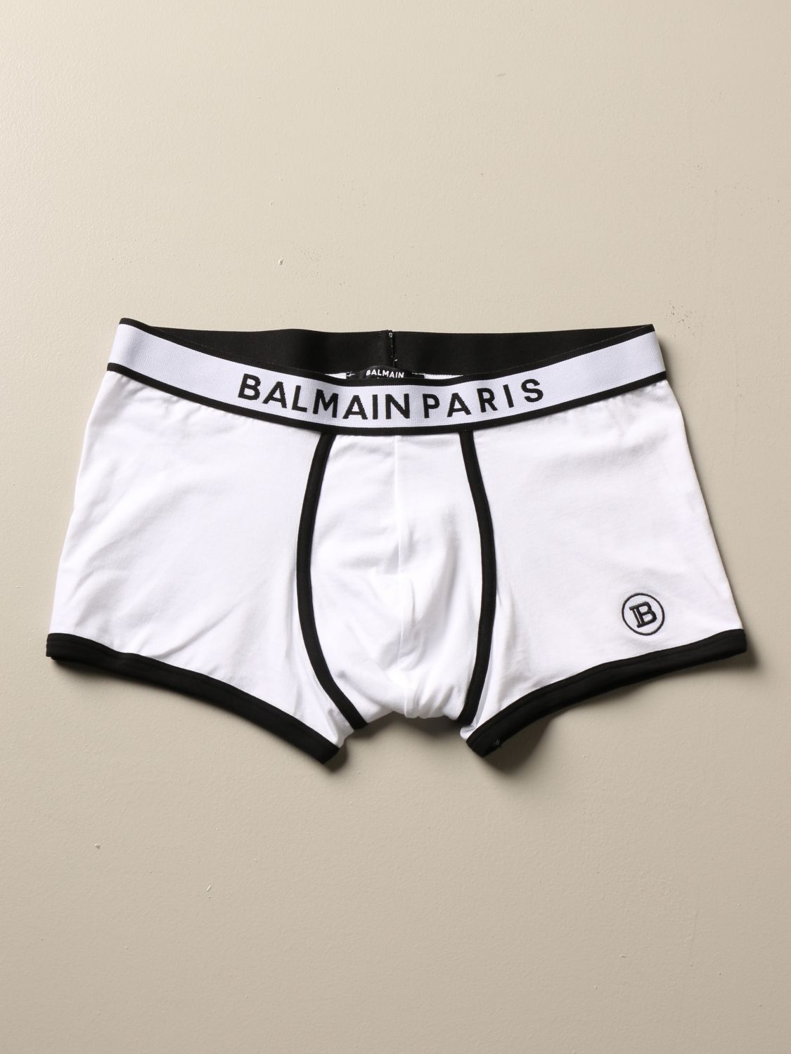 Balmain Outlet: boxer pant with logo - White | Balmain underwear ...
