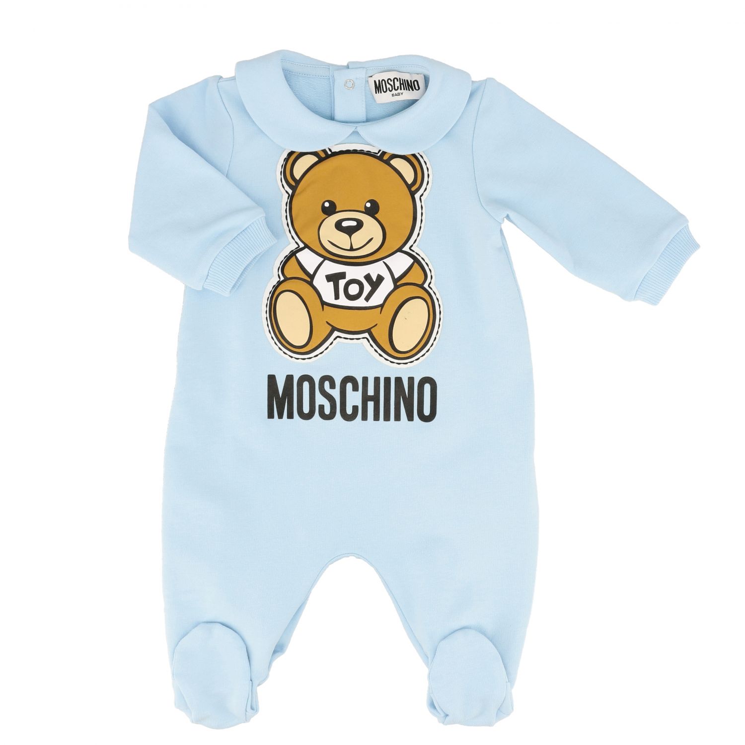 MOSCHINO BABY Tutina con piede con big teddy Celeste Pagliaccetto Moschino Baby MUT01K