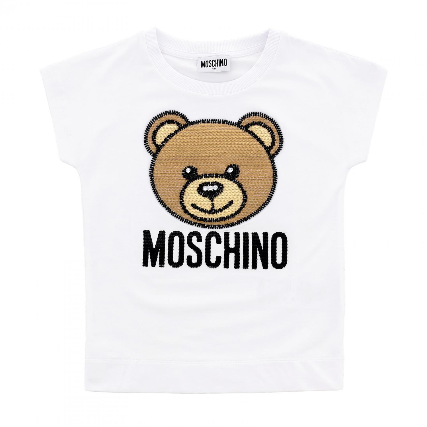 MOSCHINO KID Moschino Baby Tshirt with teddy bear embroidered with