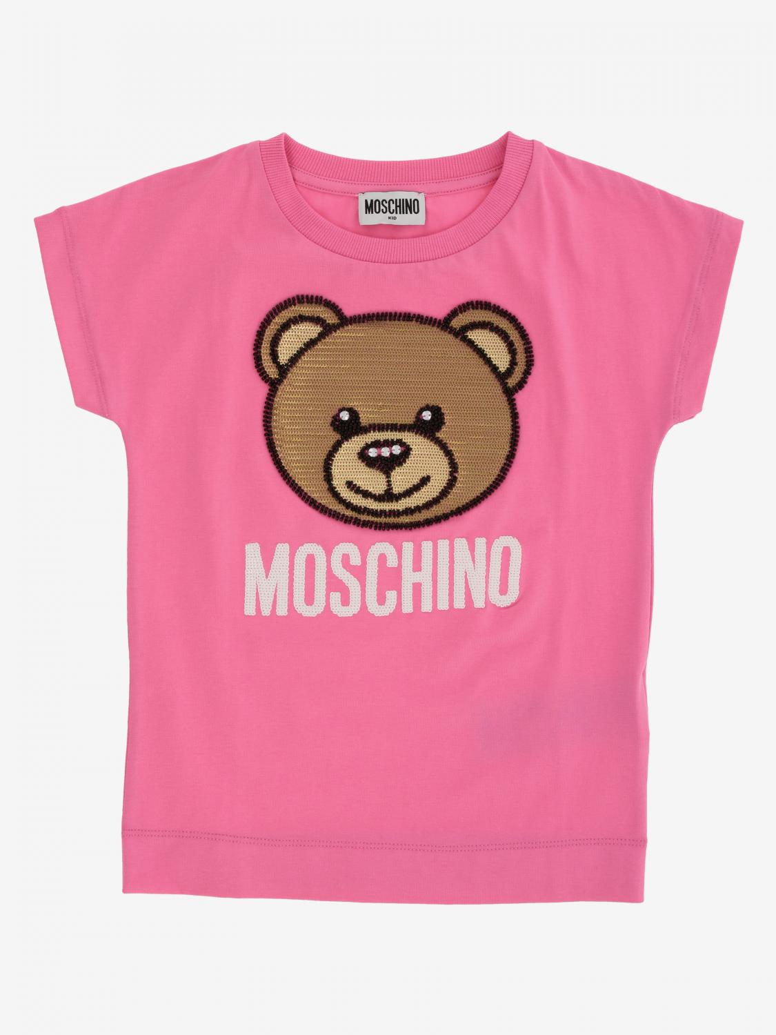 MOSCHINO KID Moschino Baby Tshirt with teddy bear embroidered with