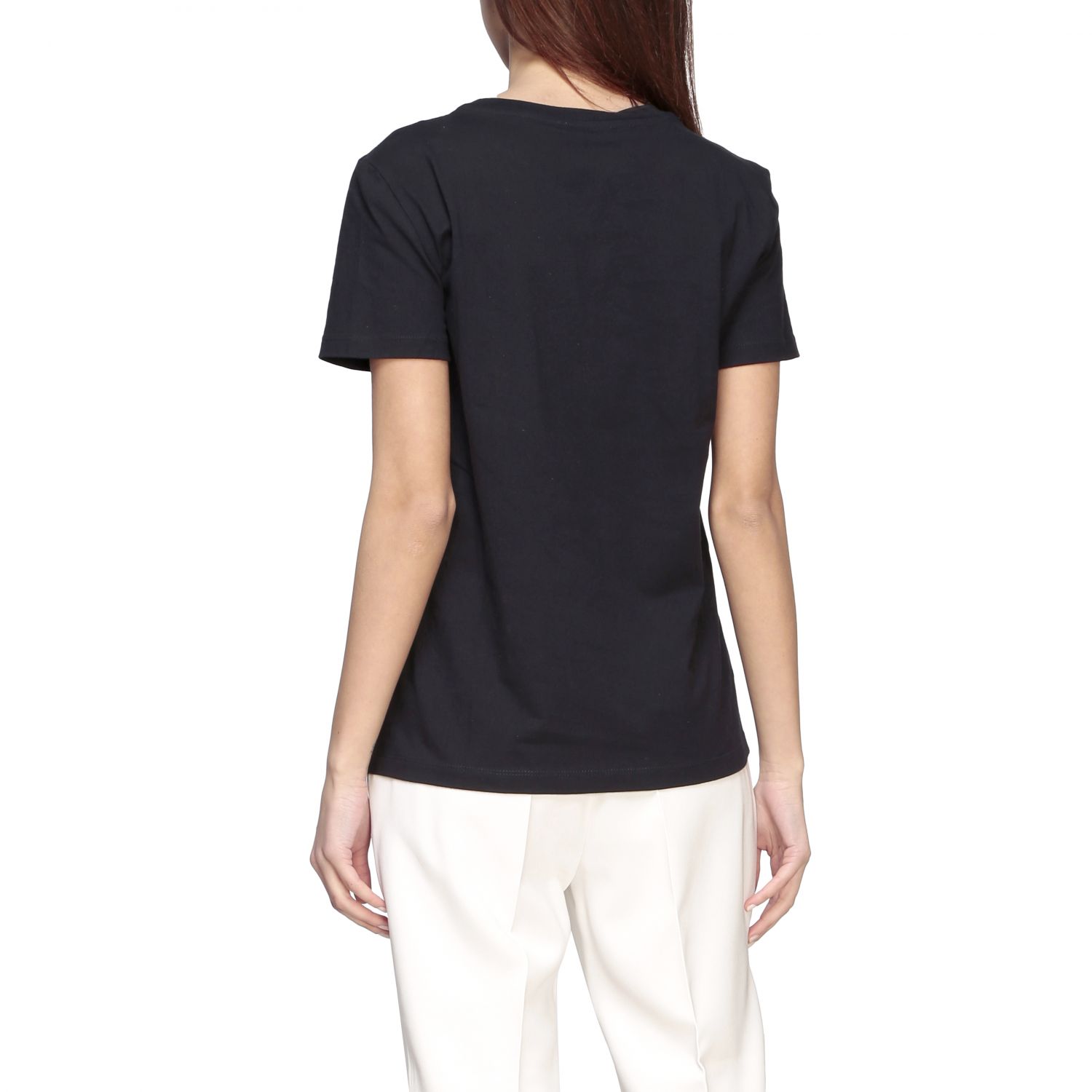 Max Mara Outlet: Vicario crew neck t-shirt with monogram - Blue | T ...