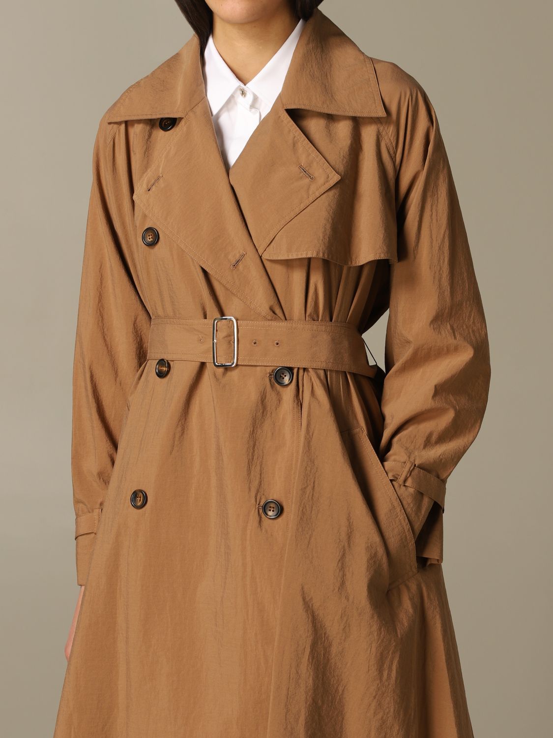 Max Mara Outlet: Double-breasted Falster trench coat with belt