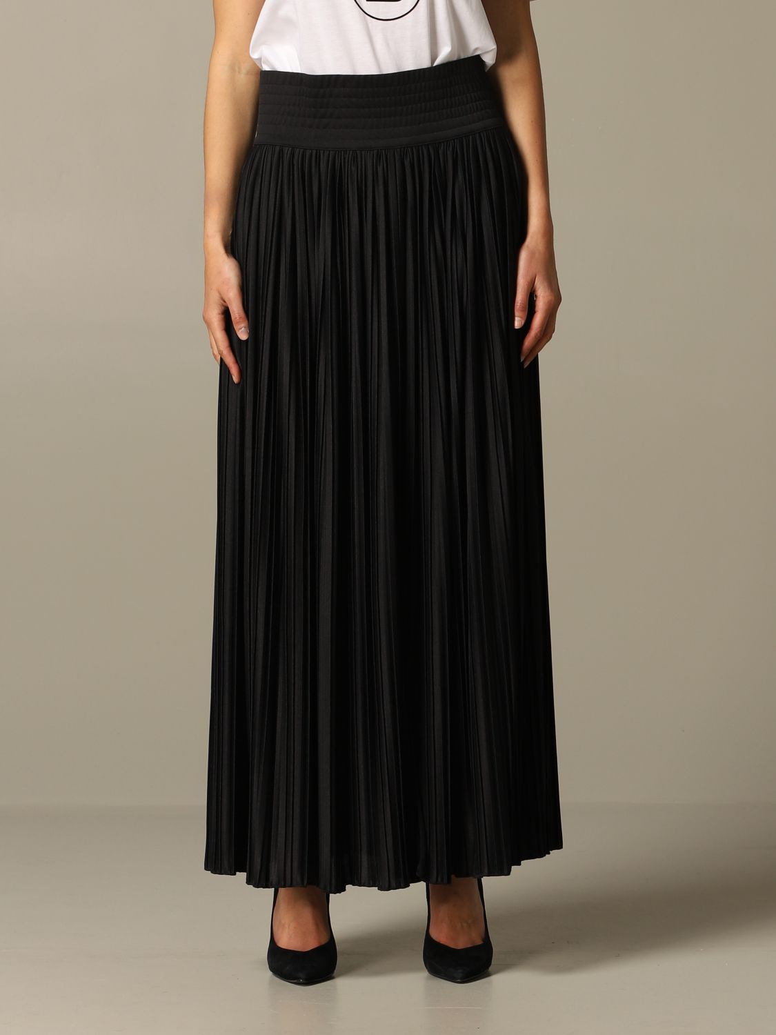 Balmain Outlet: pleated skirt with slit | Skirt Balmain Women Black ...