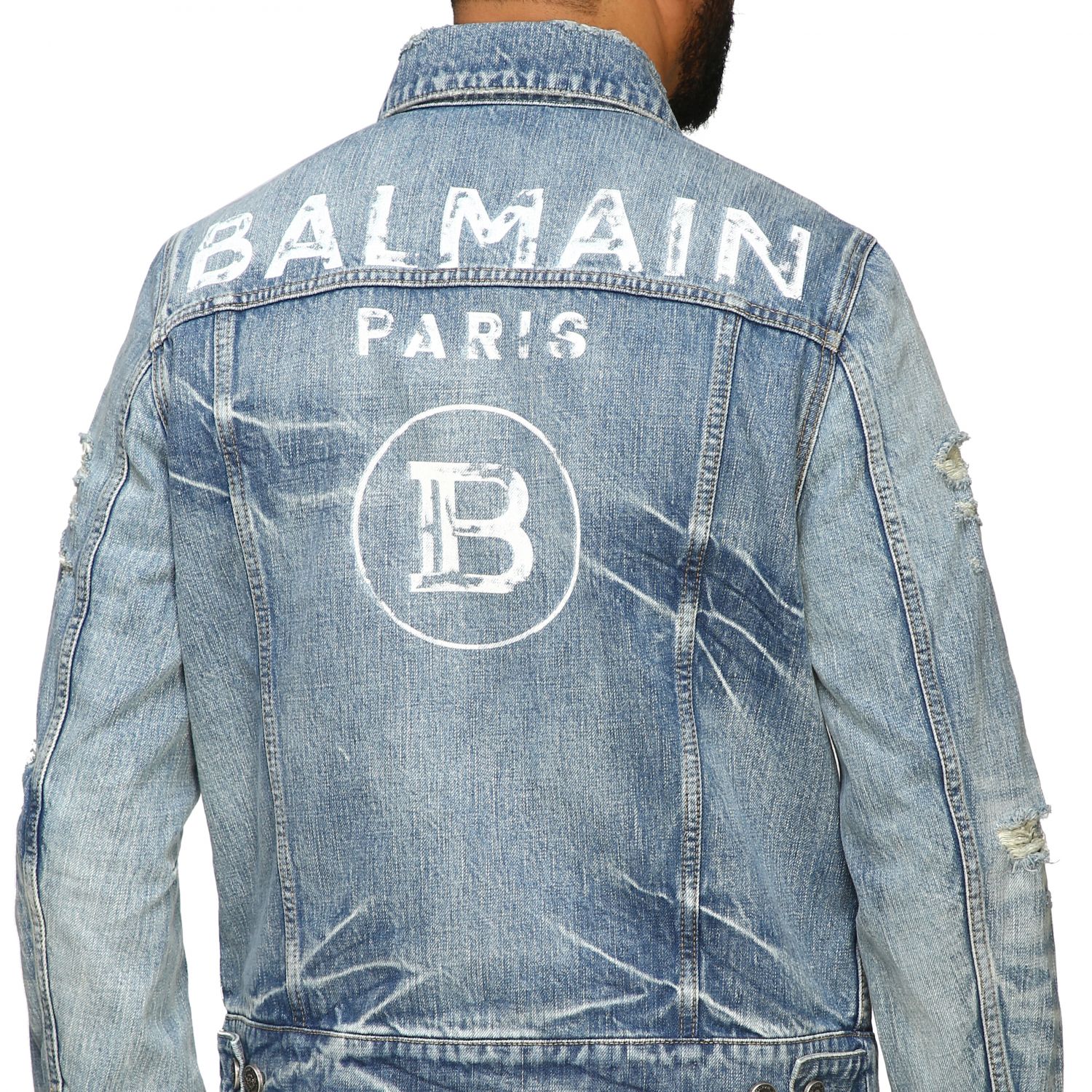 Balmain Outlet: denim with on the Denim | Balmain jacket TH08574Z106 online on GIGLIO.COM