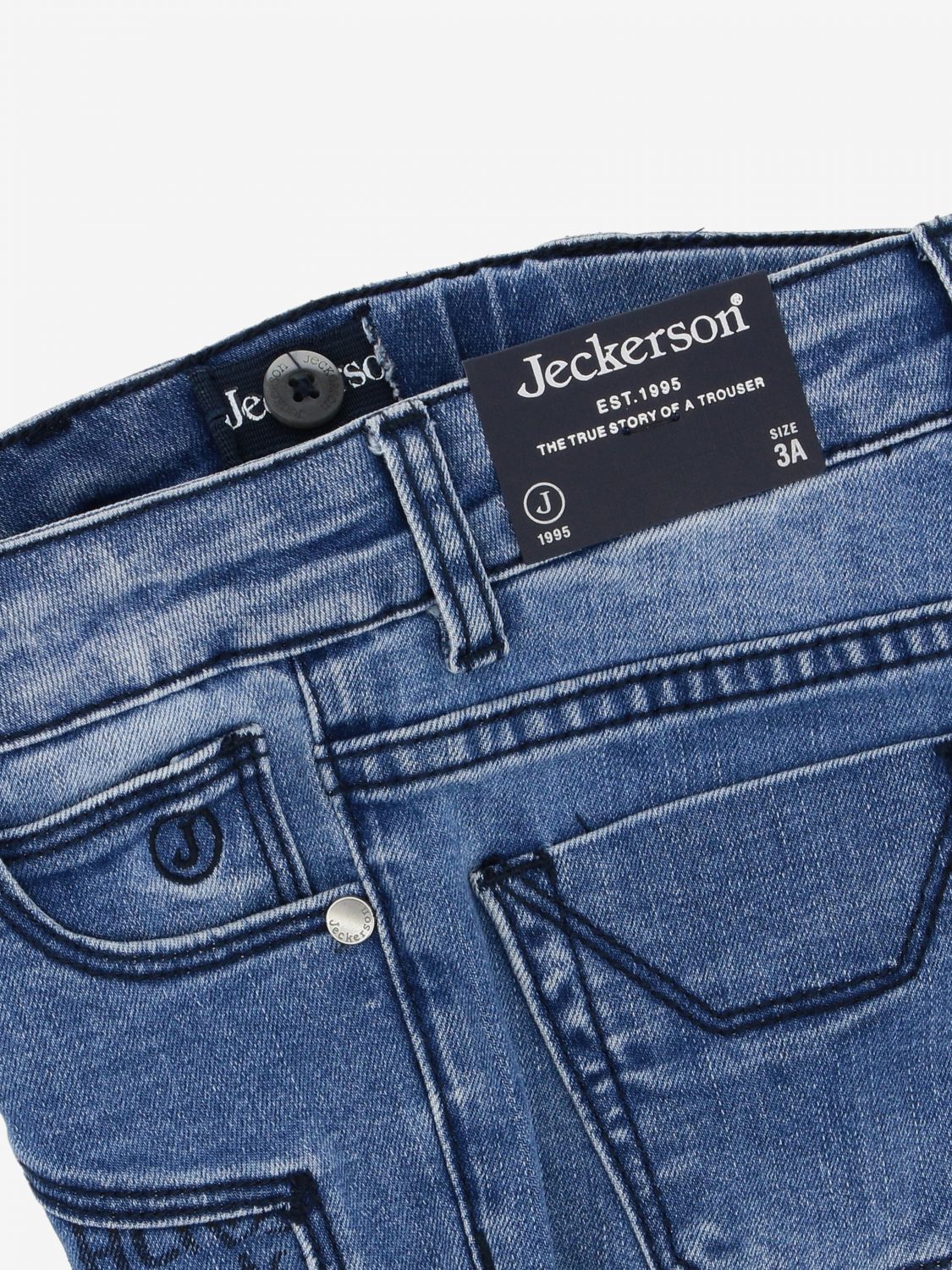 patterned denim jeans