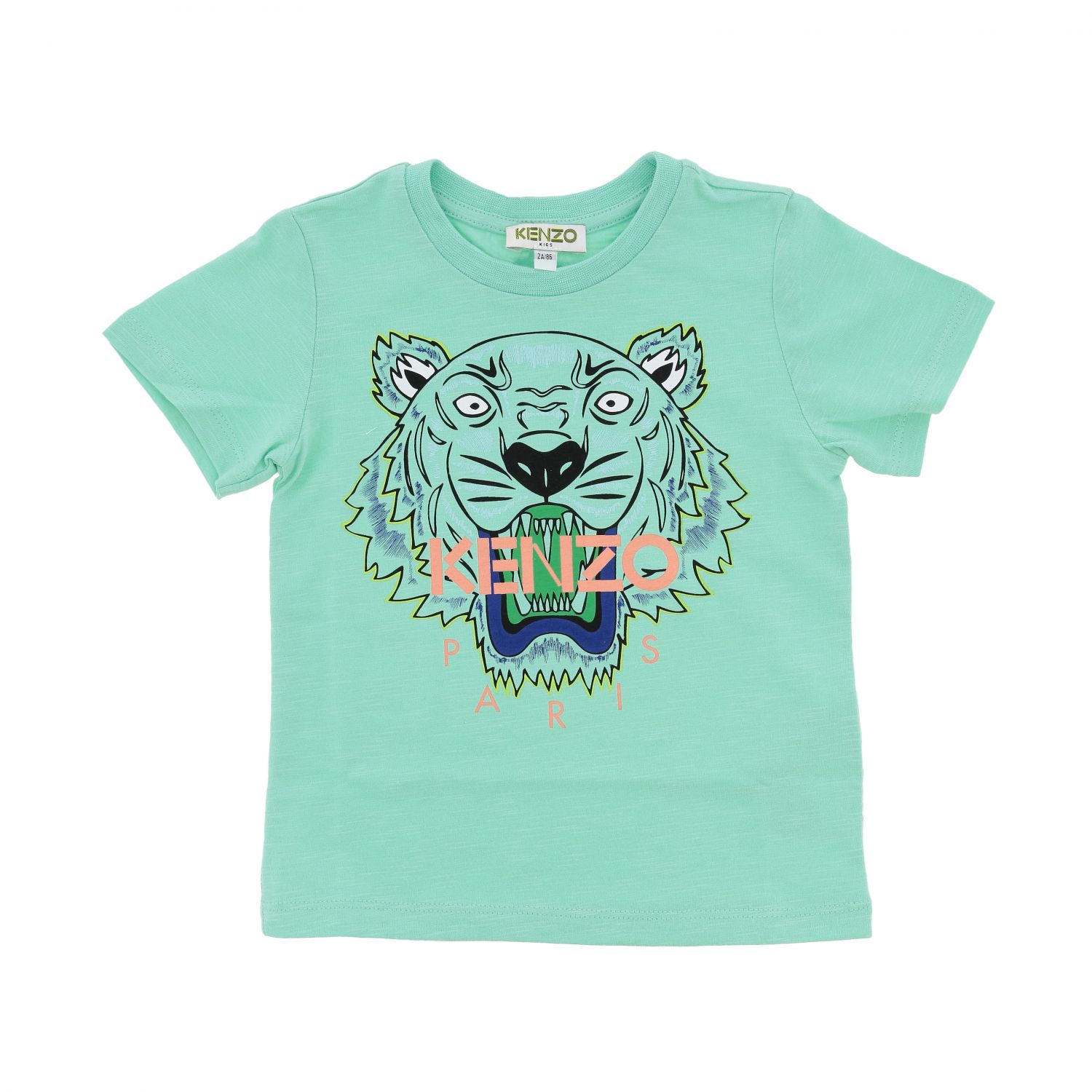 KENZO JUNIOR: short-sleeved T-shirt with logo print - Green | Kenzo ...
