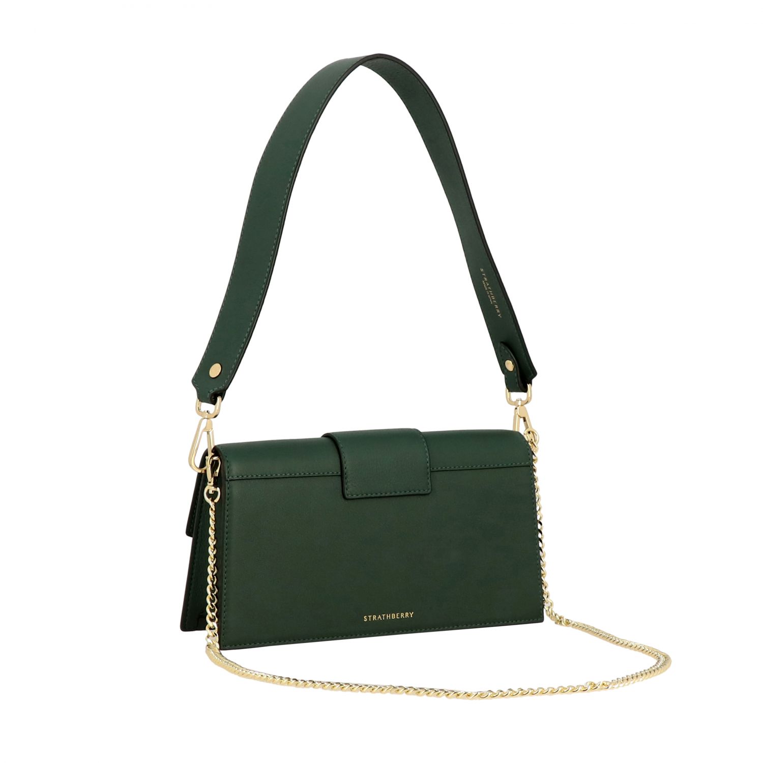 STRATHBERRY Mini crescent leather shoulder bag Green Strathberry