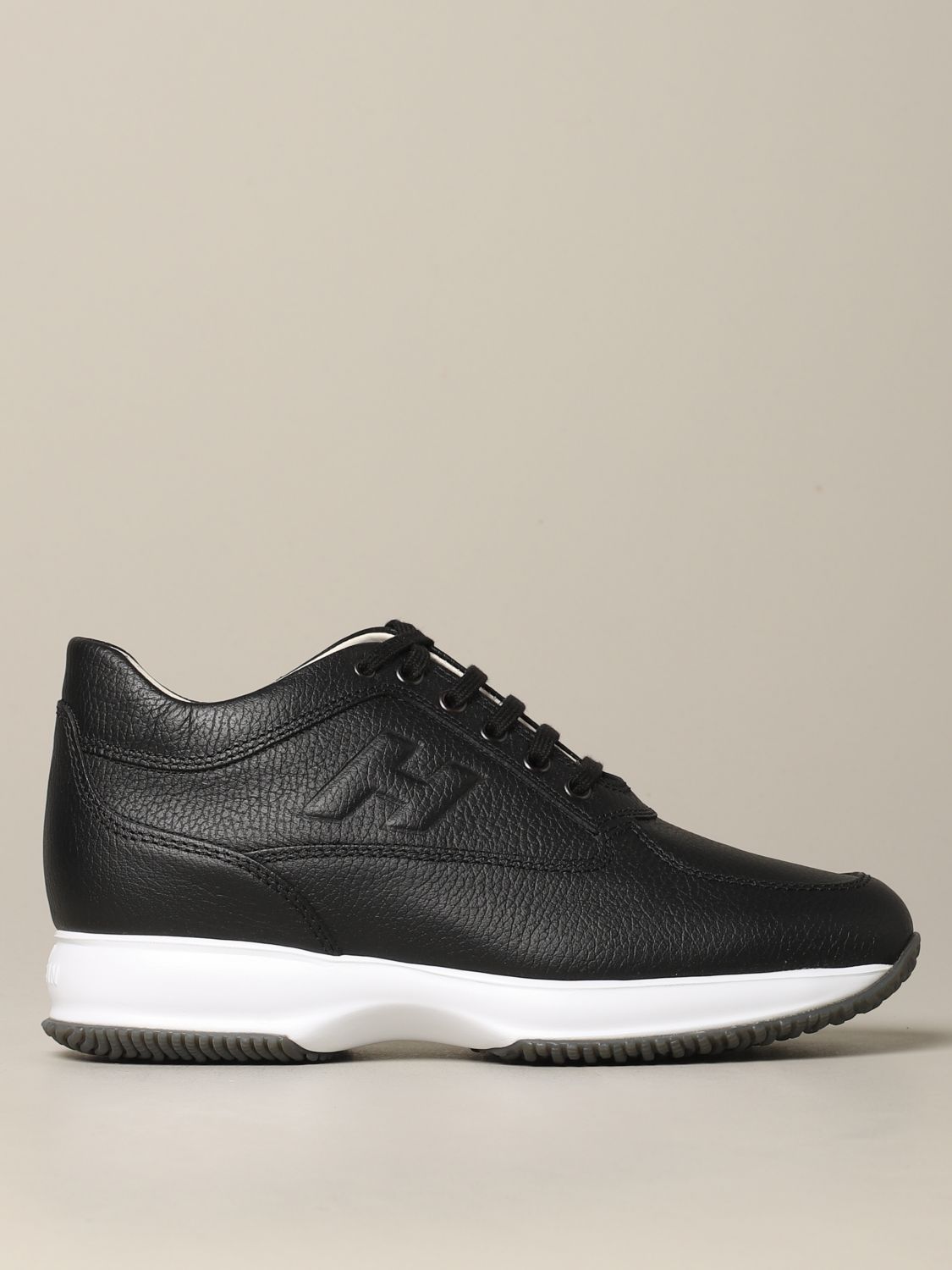 HOGAN: Interactive leather sneakers with embossed H - Black | Hogan ...