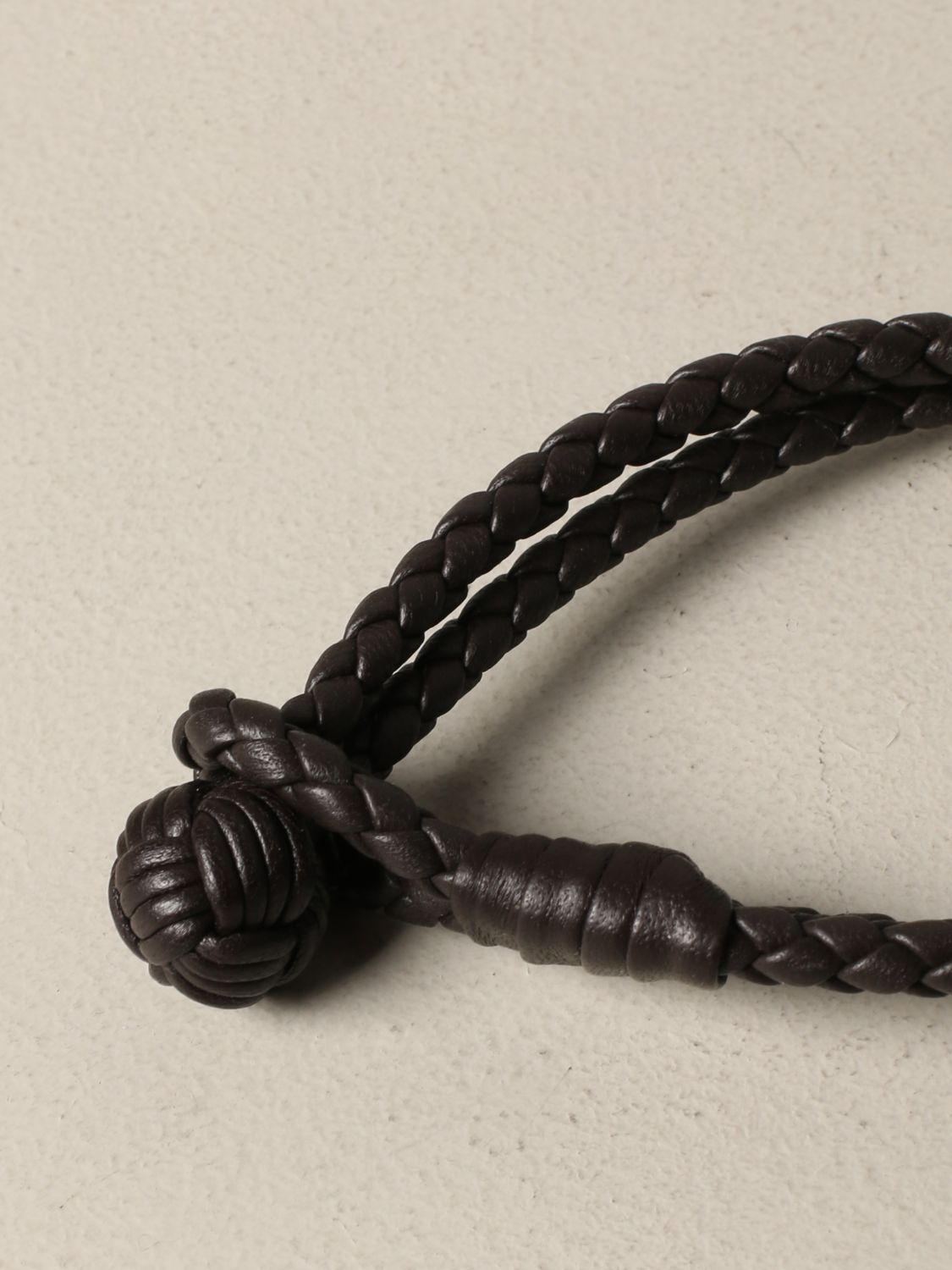 Bottega Veneta Outlet: Twist bracelet in nappa leather and silver - Grey