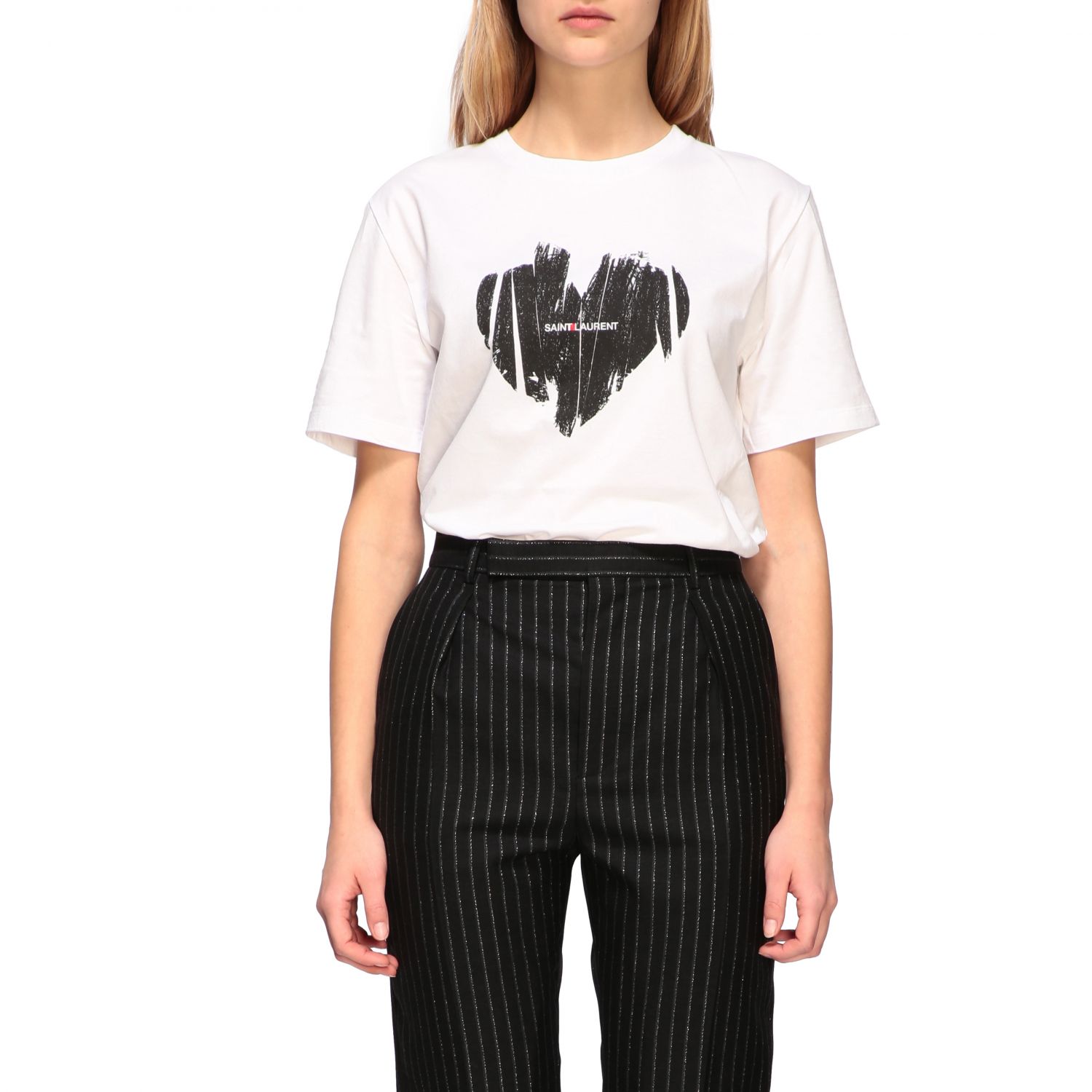 SAINT LAURENT：Tシャツ レディース - ホワイト | GIGLIO.COM