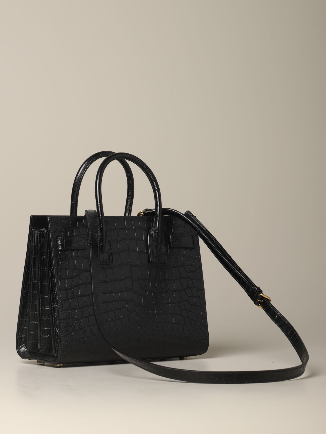 Sac De Jour Saint Laurent Bag In Crocodile Print Leather Handbag Saint Laurent Women Black Handbag Saint Laurent Dzeaw Giglio En