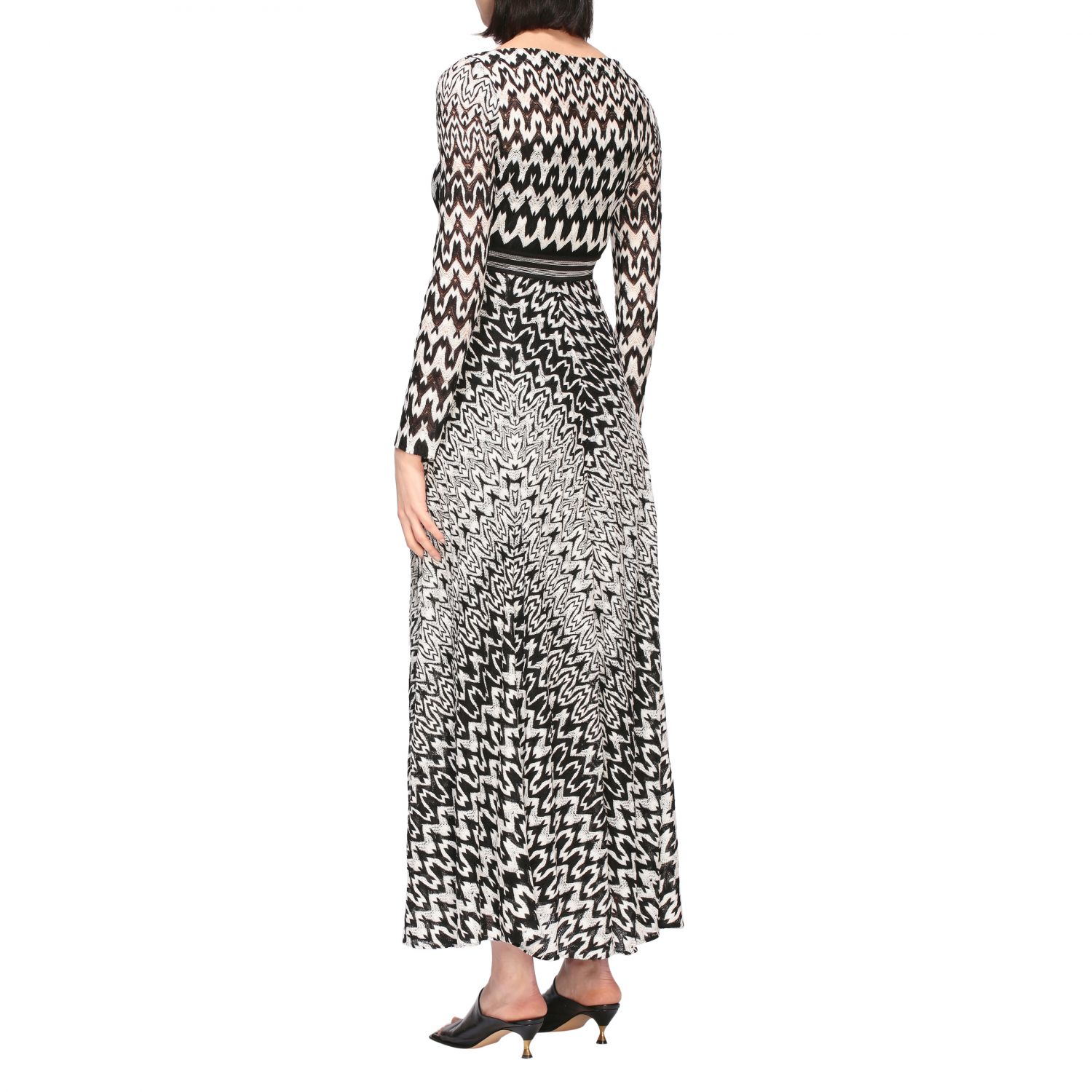 Missoni Outlet Robe longue à motif optique Noir Robes Missoni
