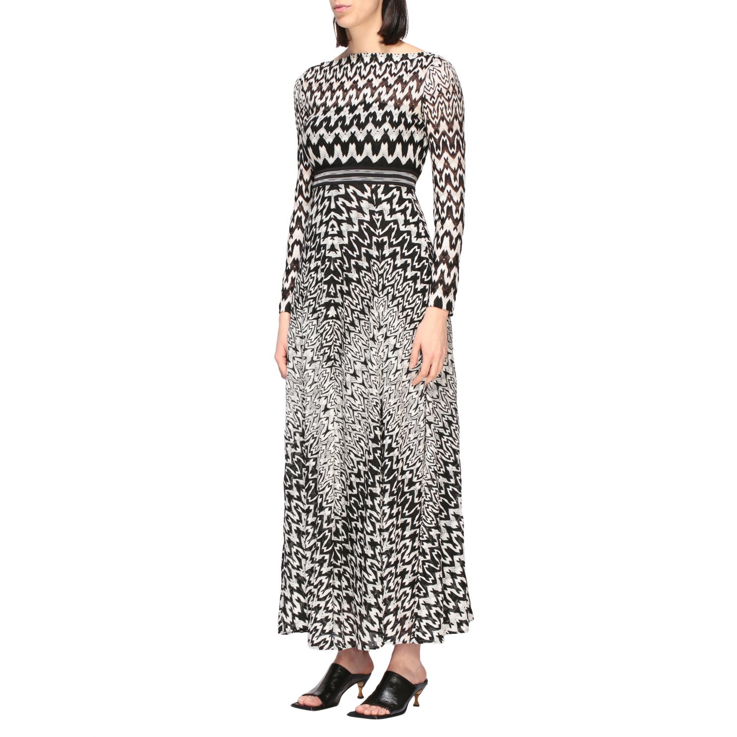 Missoni Outlet Robe longue à motif optique Noir Robes Missoni