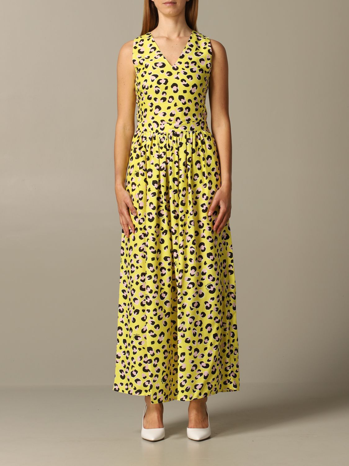LOVE MOSCHINO: animal print dress - Yellow | Love Moschino dress ...