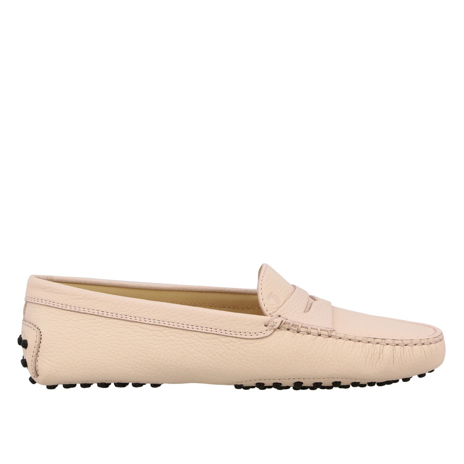 TOD'S: Mocassino Gommini Nuovo in pelle martellata con traversina - Cipria  | Mocassini Tod's XXW00G00010 5J1 GIGLIO.COM