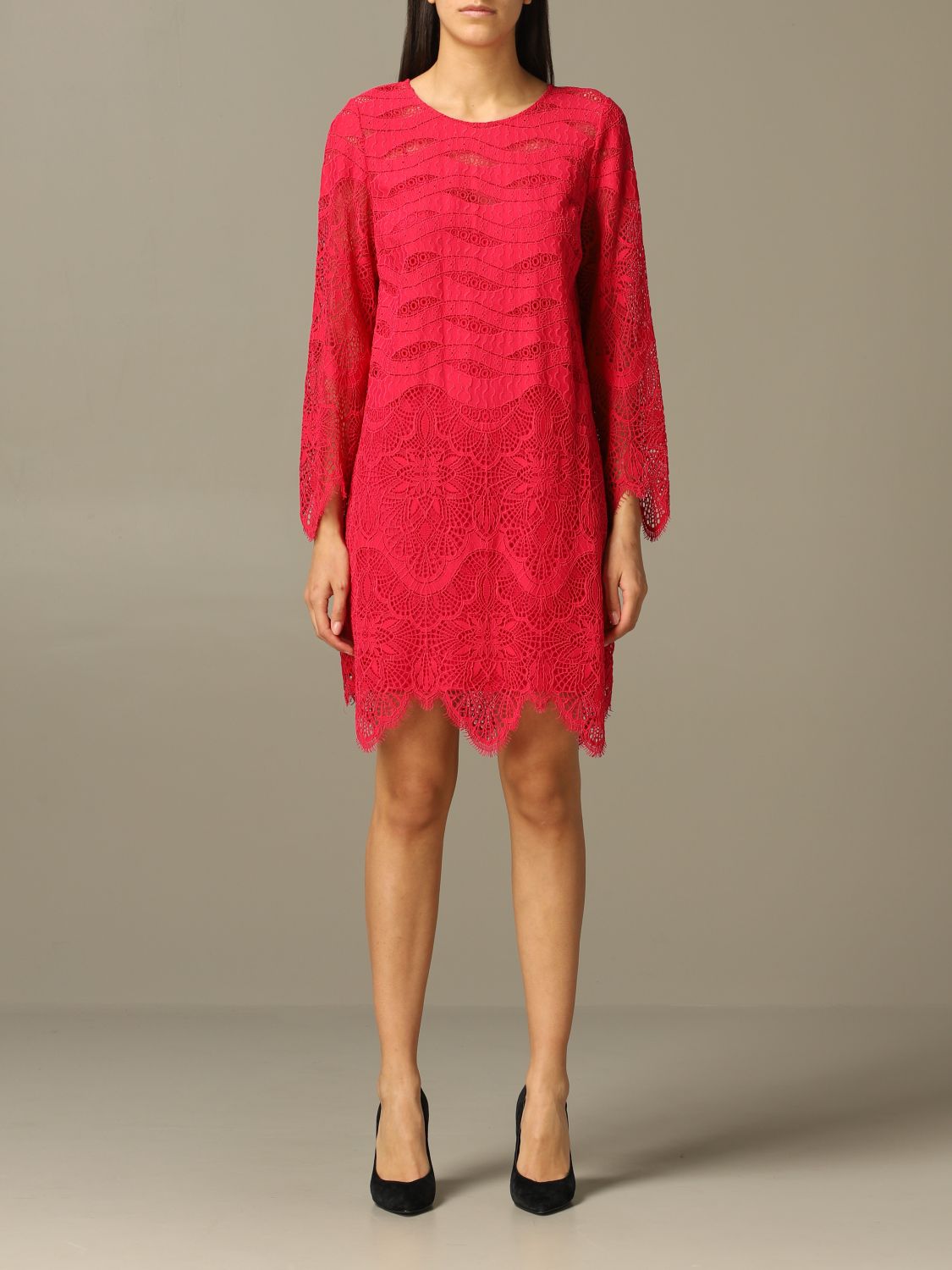 Twinset Outlet: Twin-set lace dress - Black Cherry | Dress Twinset ...