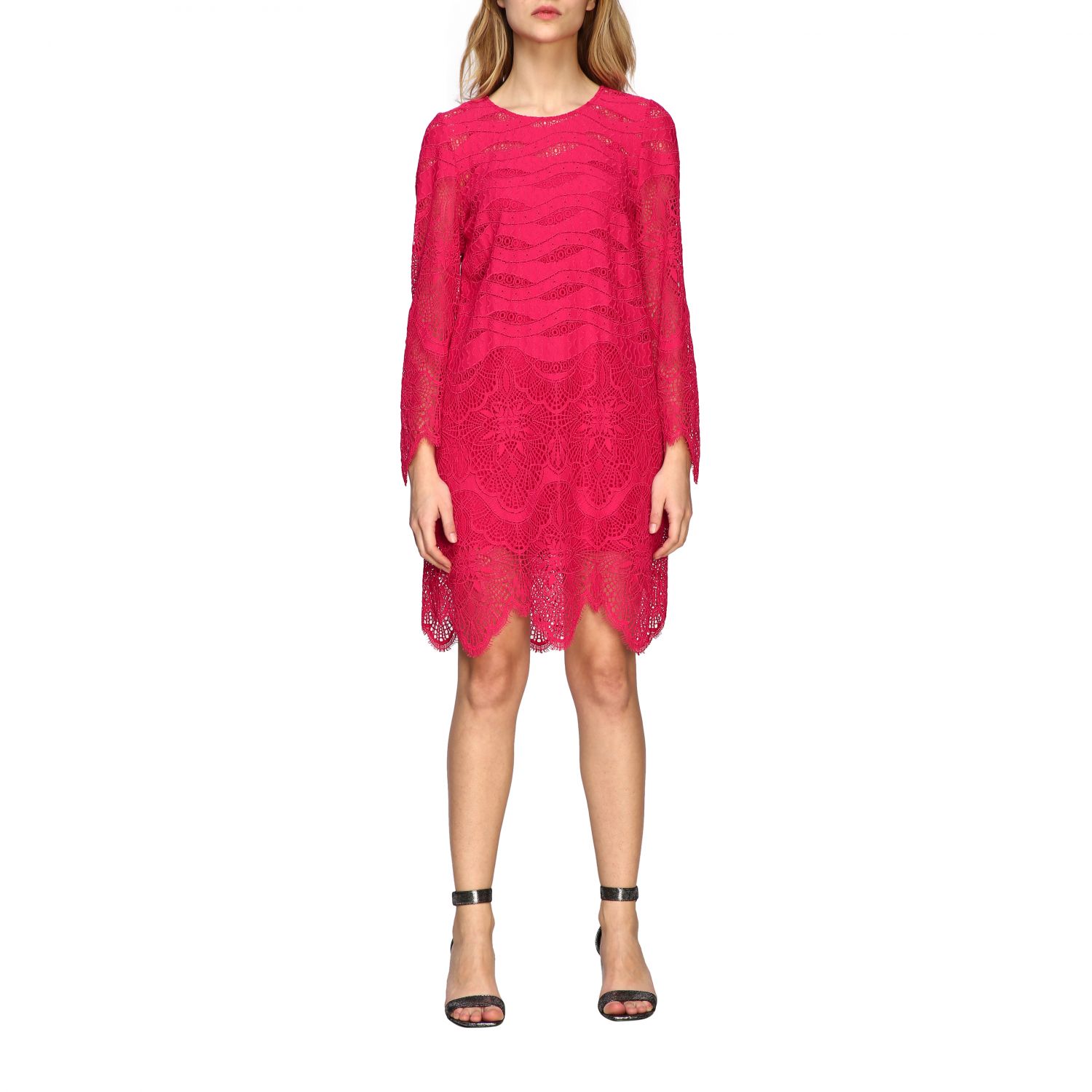 Twinset Outlet Twin set Lace Dress Black Cherry Twinset Dress