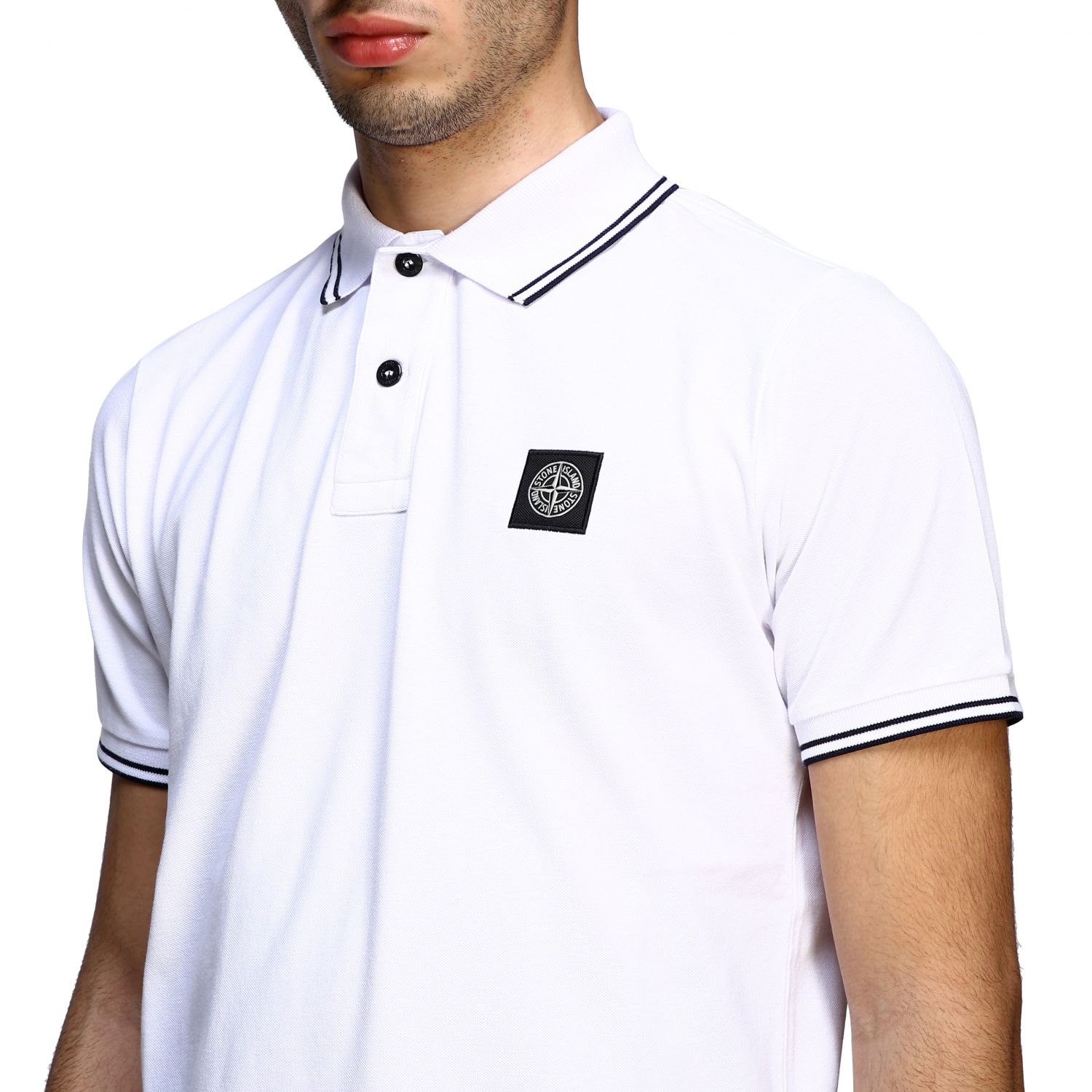 stone island white polo shirt
