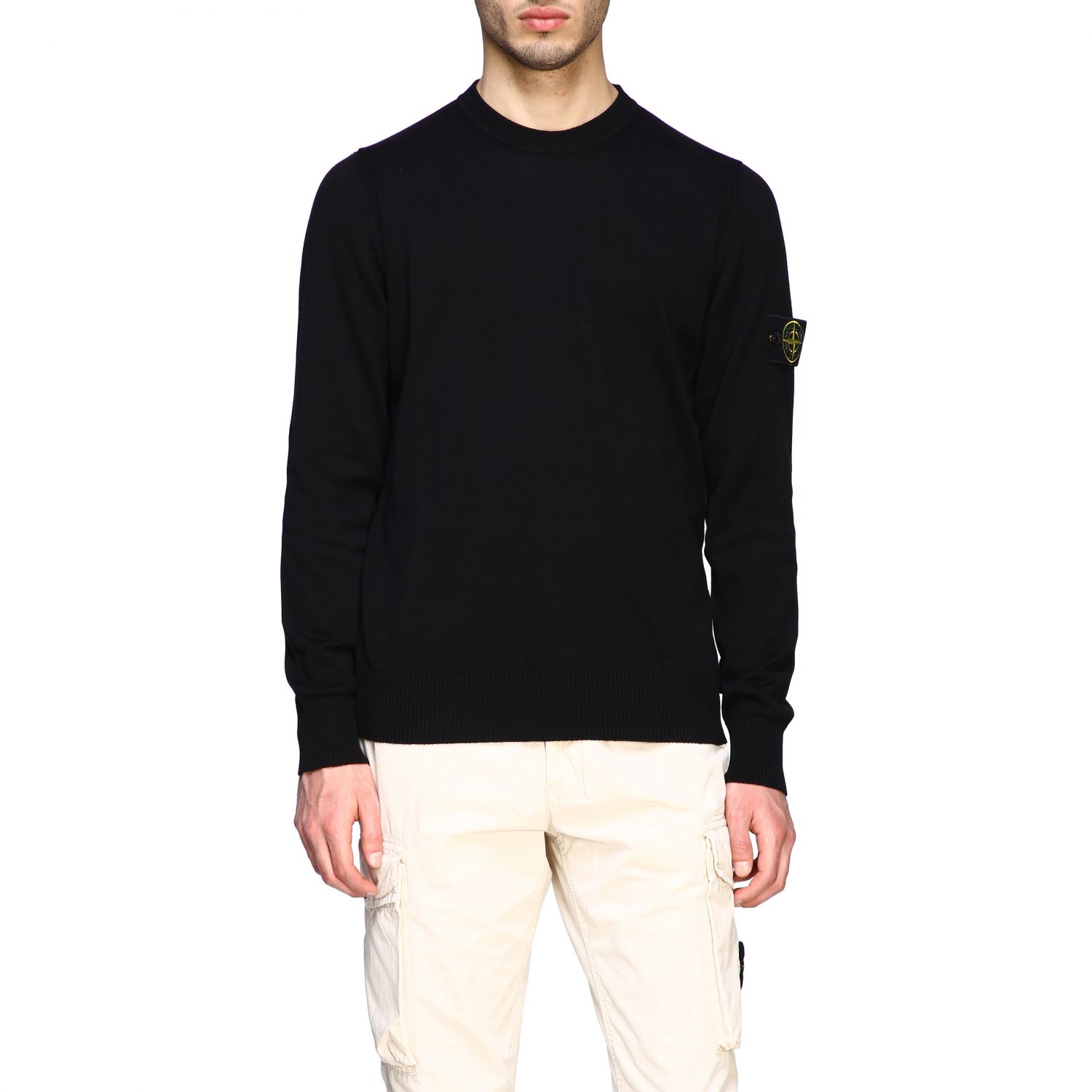 stone island black crewneck