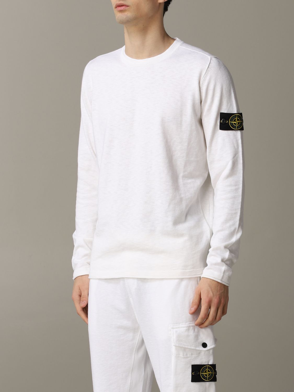 STONE ISLAND: crewneck sweater with logo - White | Stone Island sweater ...