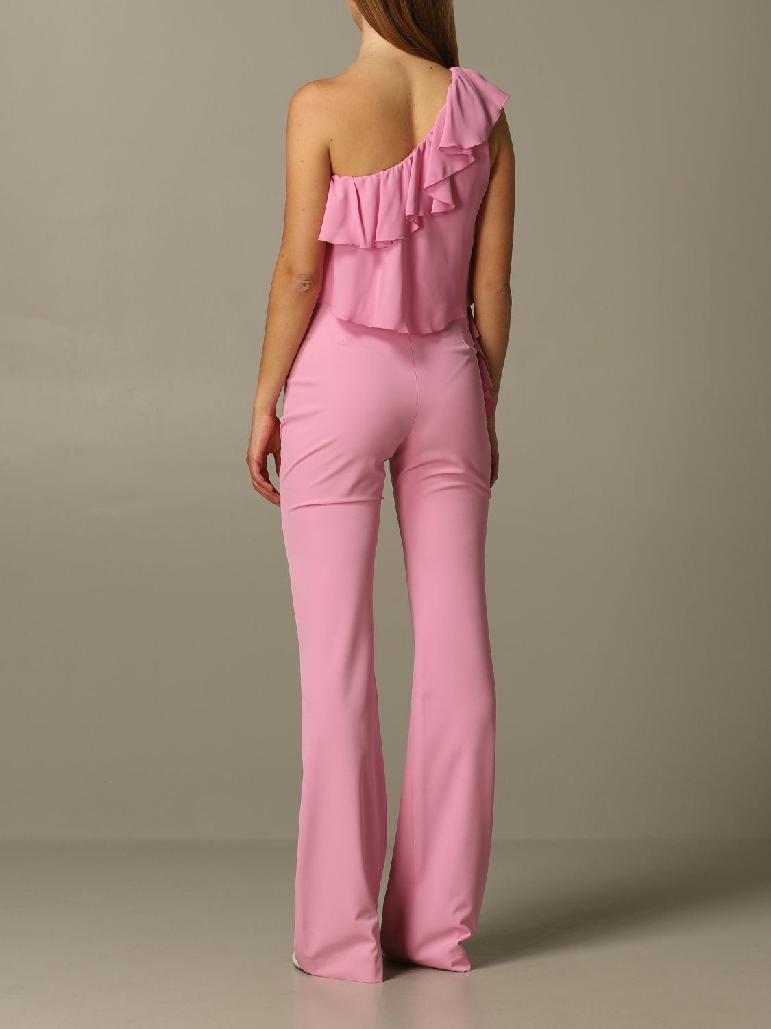 Be Blumarine Outlet: Tuta a monospalla in cady e chiffon - Rosa | Abito Be  Blumarine 21129 GIGLIO.COM