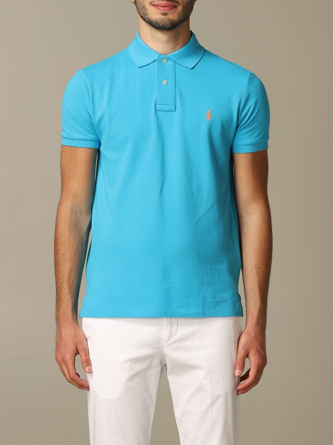 POLO RALPH LAUREN: polo shirt in honeycomb cotton - Turquoise | Polo Ralph  Lauren polo shirt 710795080 online on 