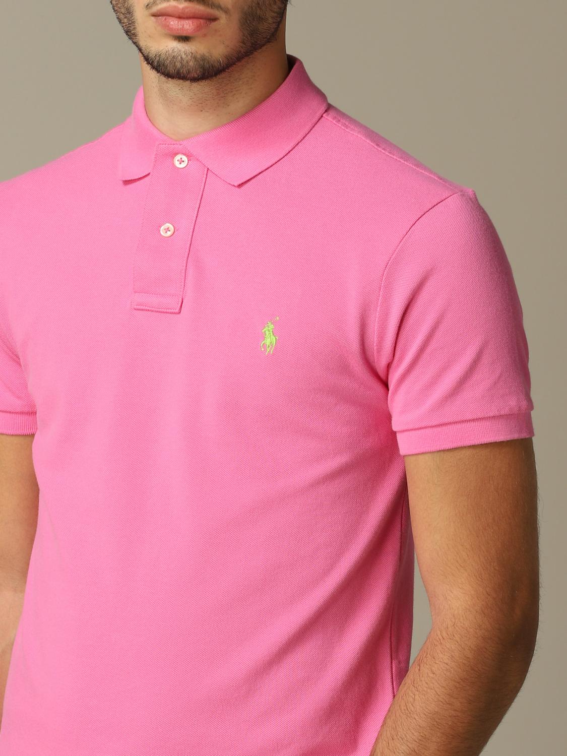 pink and black polo shirt