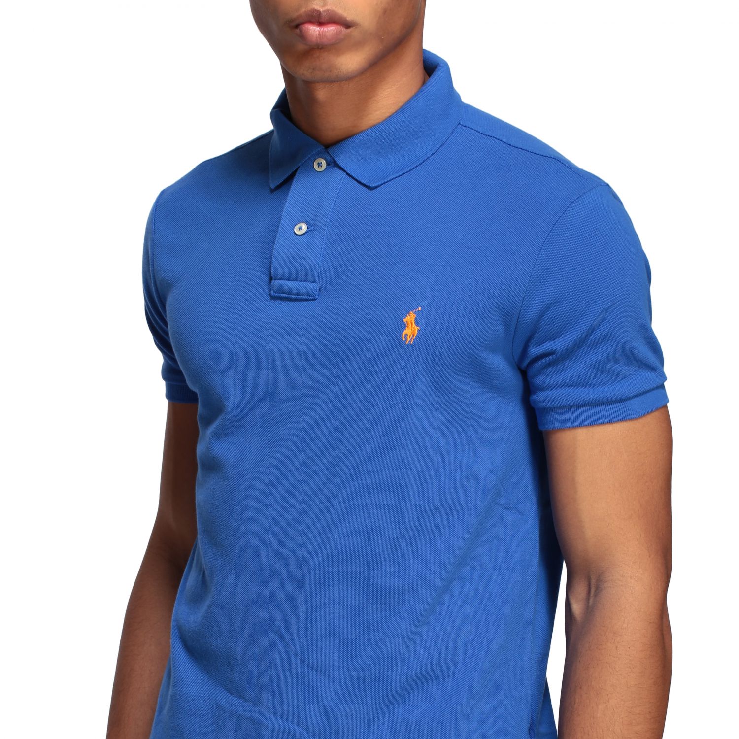 POLO RALPH LAUREN: polo shirt in honeycomb cotton - Blue 1 | Polo Ralph ...