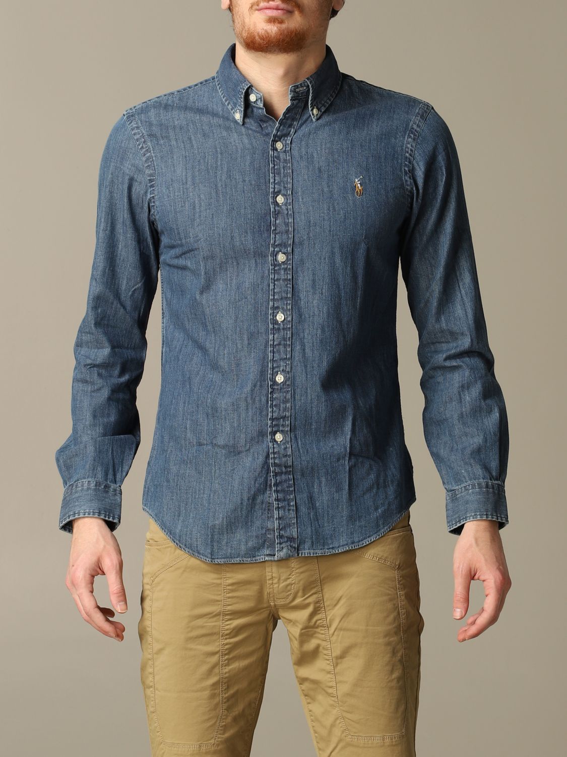 Polo Ralph Lauren Outlet: chambray slim fit shirt - Denim | Polo Ralph  Lauren shirt 710548539 online on 