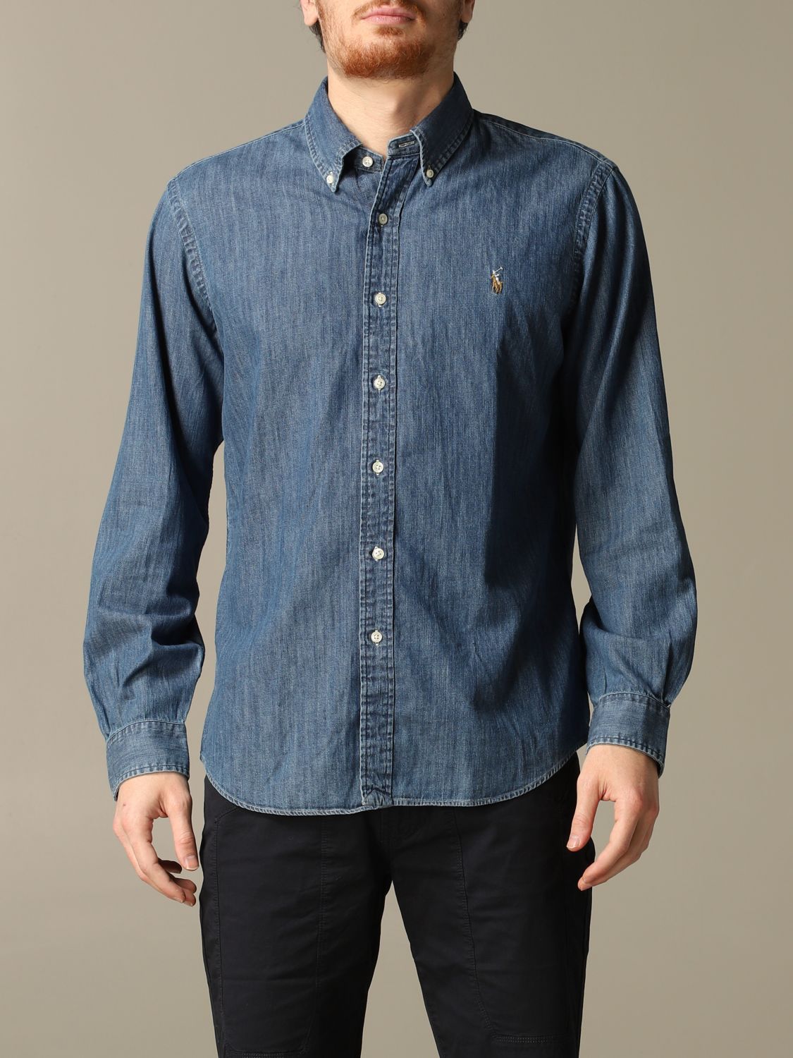 Polo Ralph Lauren Outlet: chambray shirt with logo - Denim | Polo Ralph  Lauren shirt 710792043 online on 
