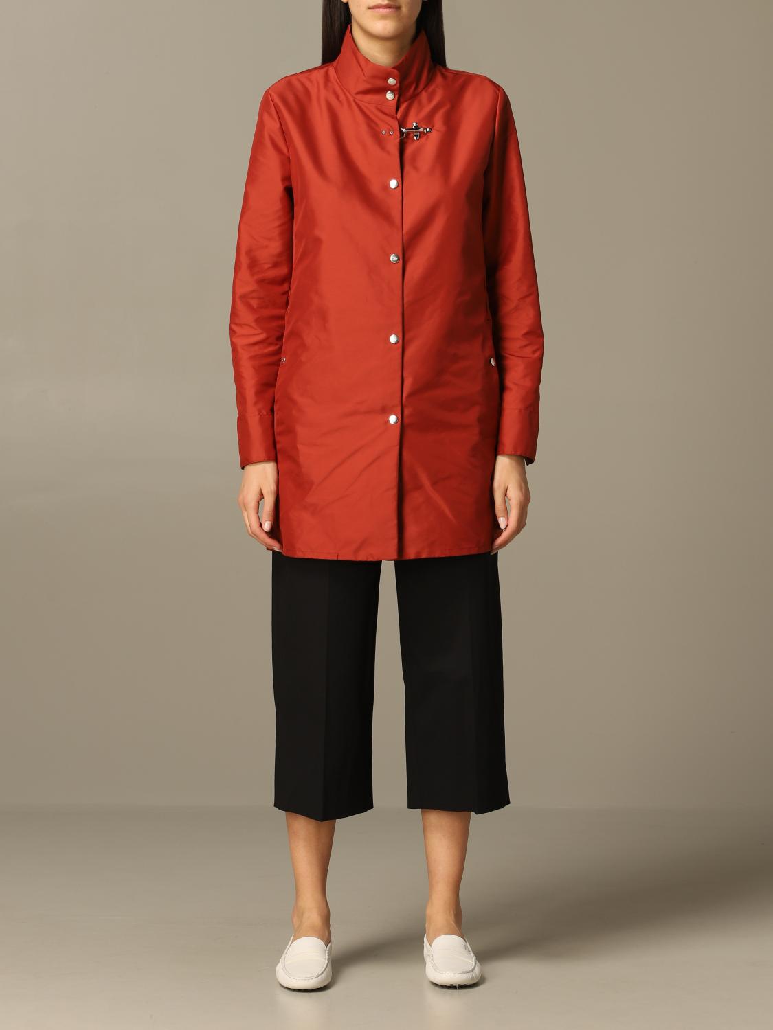 Fay Outlet Virginia Caban Coat In Nylon With Frog Rust Fay Coat Naw Axx Online On Giglio Com