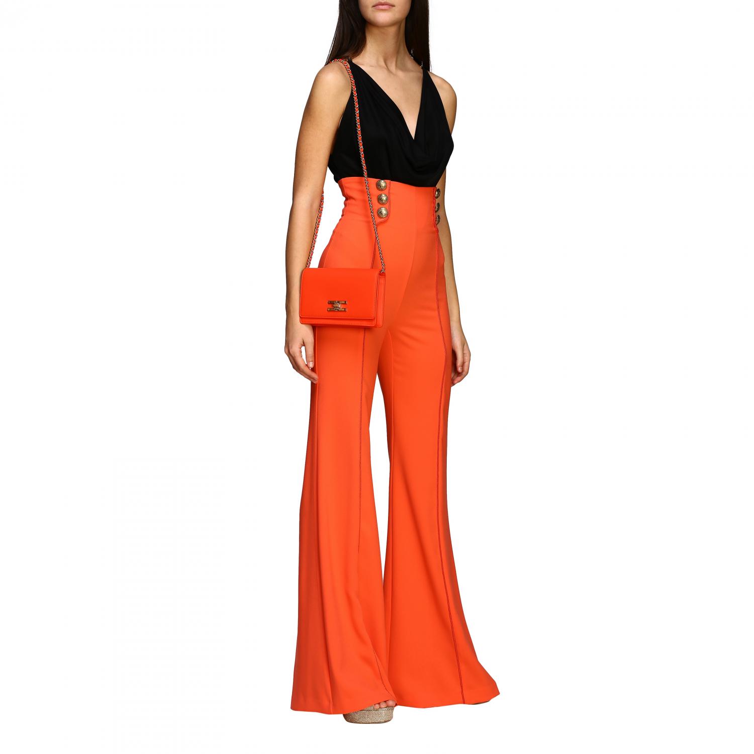 Elisabetta Franchi Outlet: Pantalone ampio a vita alta - Corallo | Pantalone  Elisabetta Franchi PA070 01E2 GIGLIO.COM