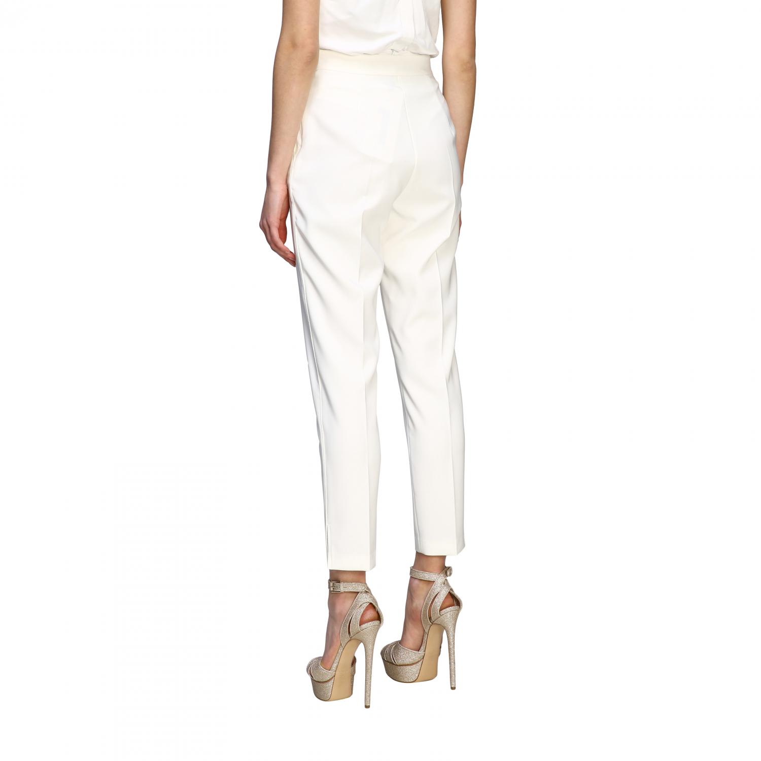 Elisabetta Franchi Outlet: slim trousers - Ivory | Pants Elisabetta Franchi  PA065 01E2 GIGLIO.COM